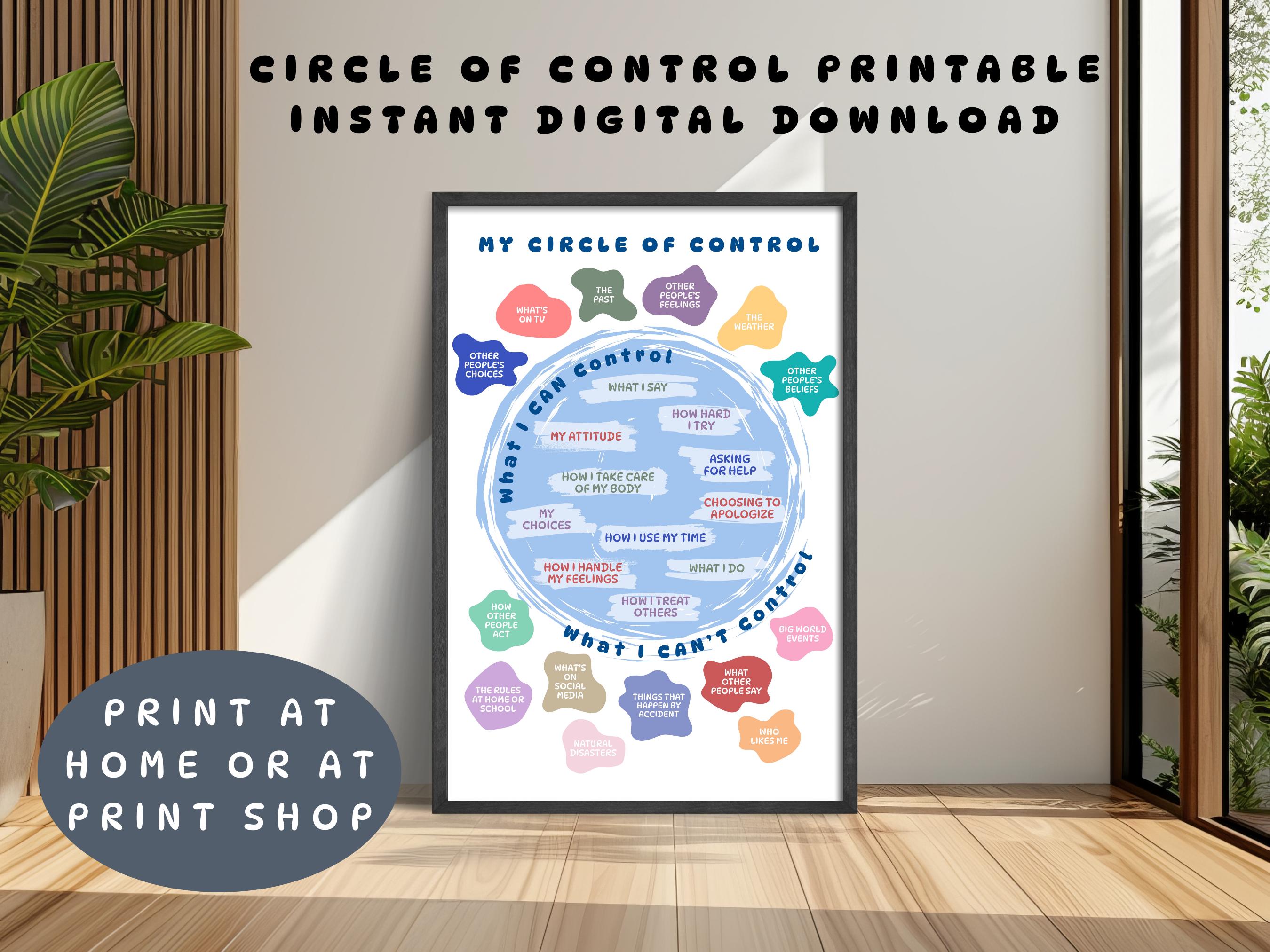 Circle of Control Poster: Kids Therapy Tool, Social Emotional Learning (Digital Download, Printable Worksheet)