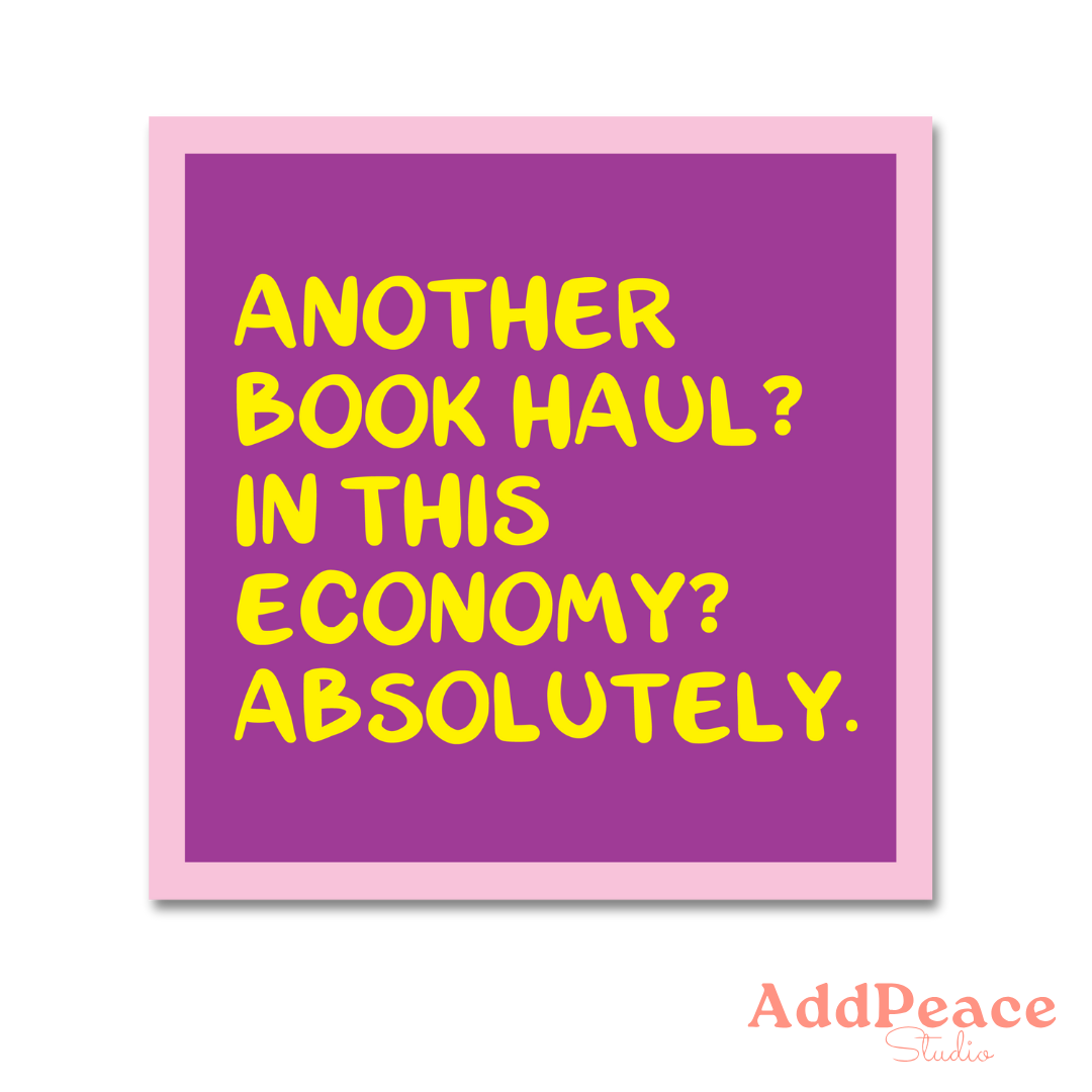 Purple square with yellow text &