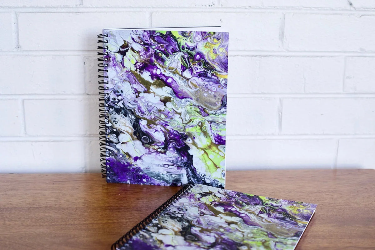 Purple, Yellow and Gold Softcover Spiral Sketchbook - 7 inch x 9 inch
