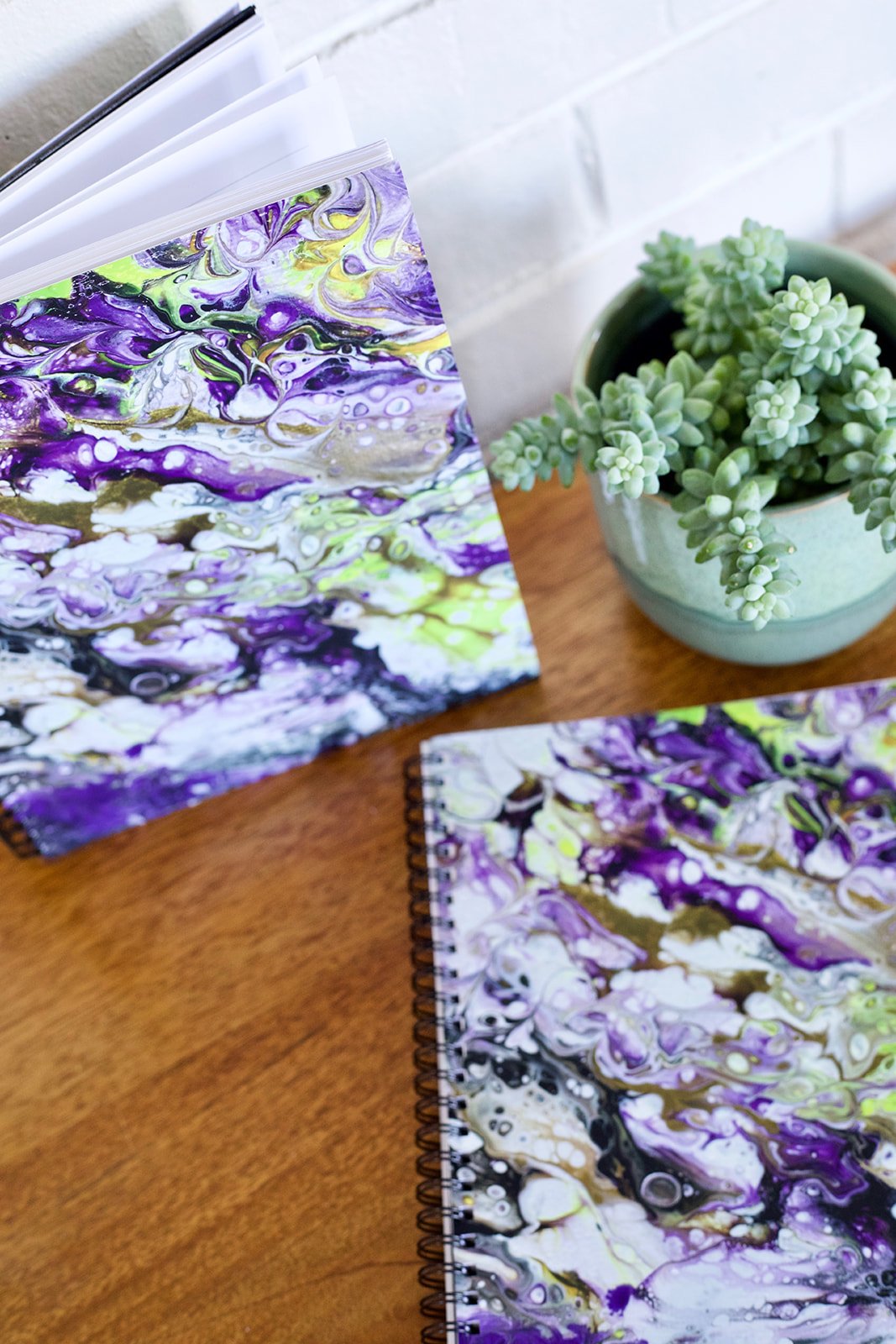 Purple, Yellow and Gold Softcover Spiral Sketchbook - 7 inch x 9 inch