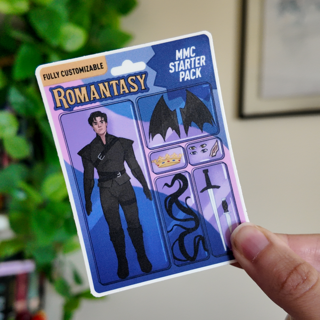 Card with character design and customizable elements labeled &