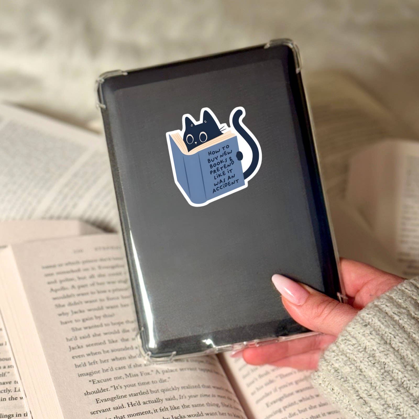 How To Buy New Books Sticker | Funny Cat Reader Sticker