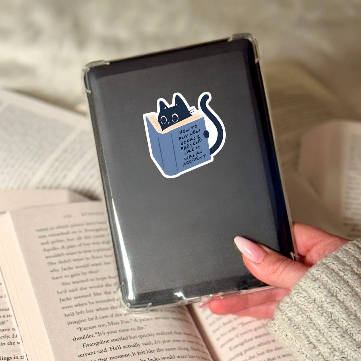 How To Buy New Books Sticker | Funny Cat Reader Sticker