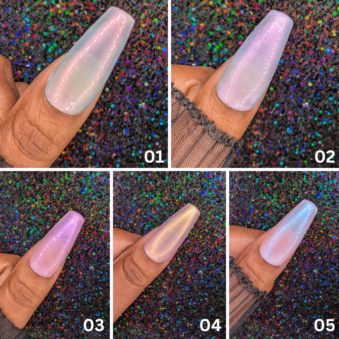 Mermaid Aurora Iridescent Single Color Sets *Choose Your Color* - Hand-painted Reusable Press-On Nail Extensions 10 pcs