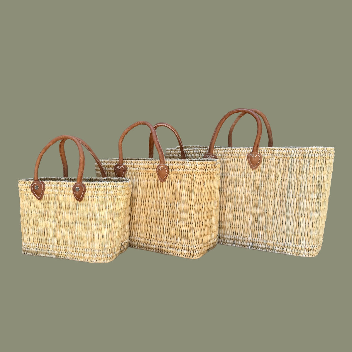 Structured Moroccan Market Basket Tote with Leather Handles