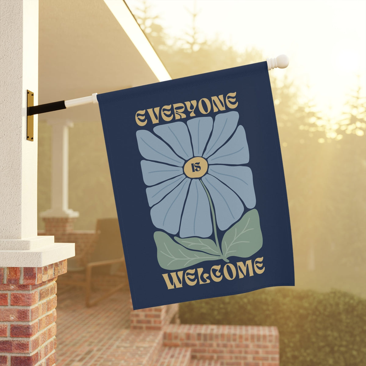 Everyone Is Welcome Here Floral Garden Flag