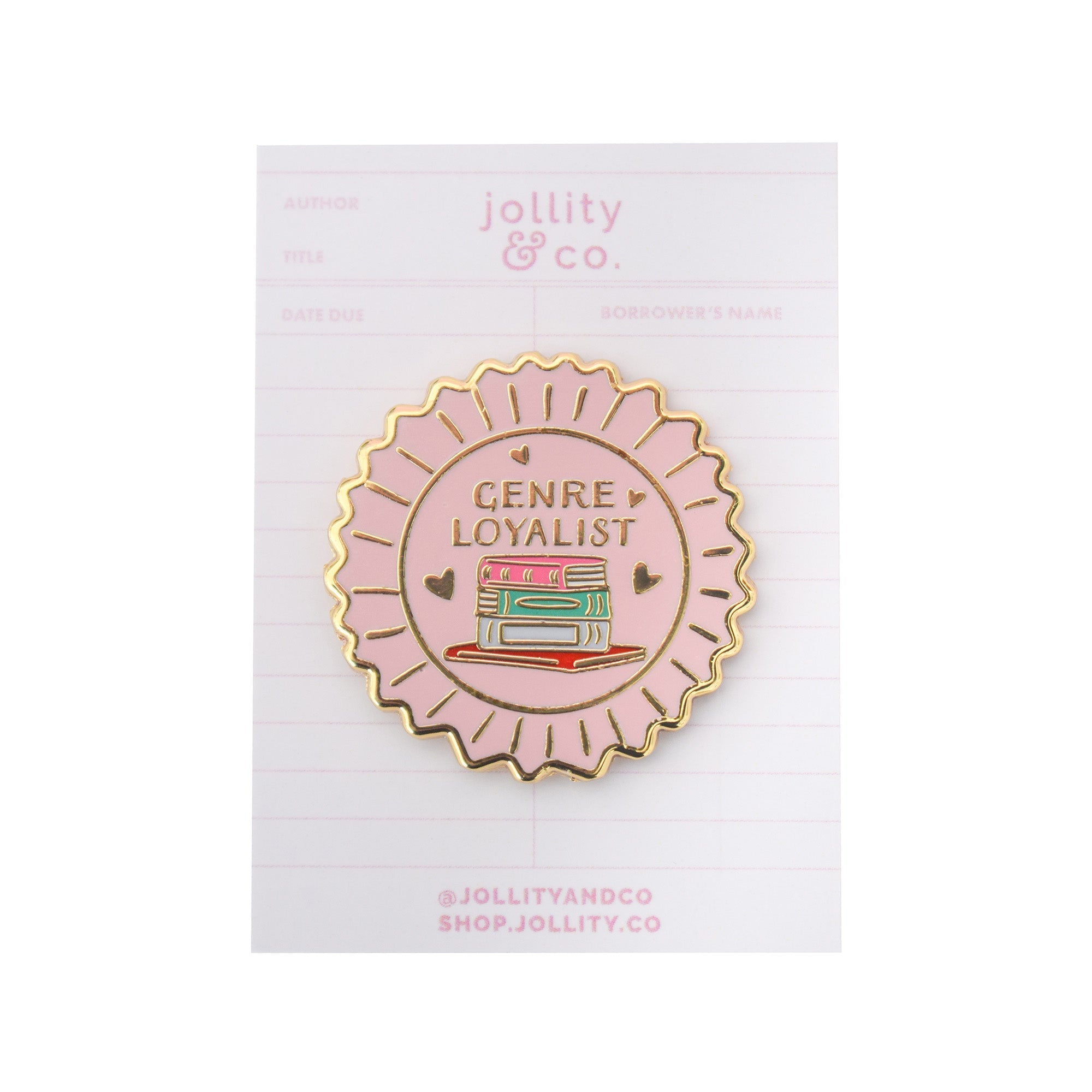 Genre Loyalist Book Themed Enamel Pin, Jollity & Co