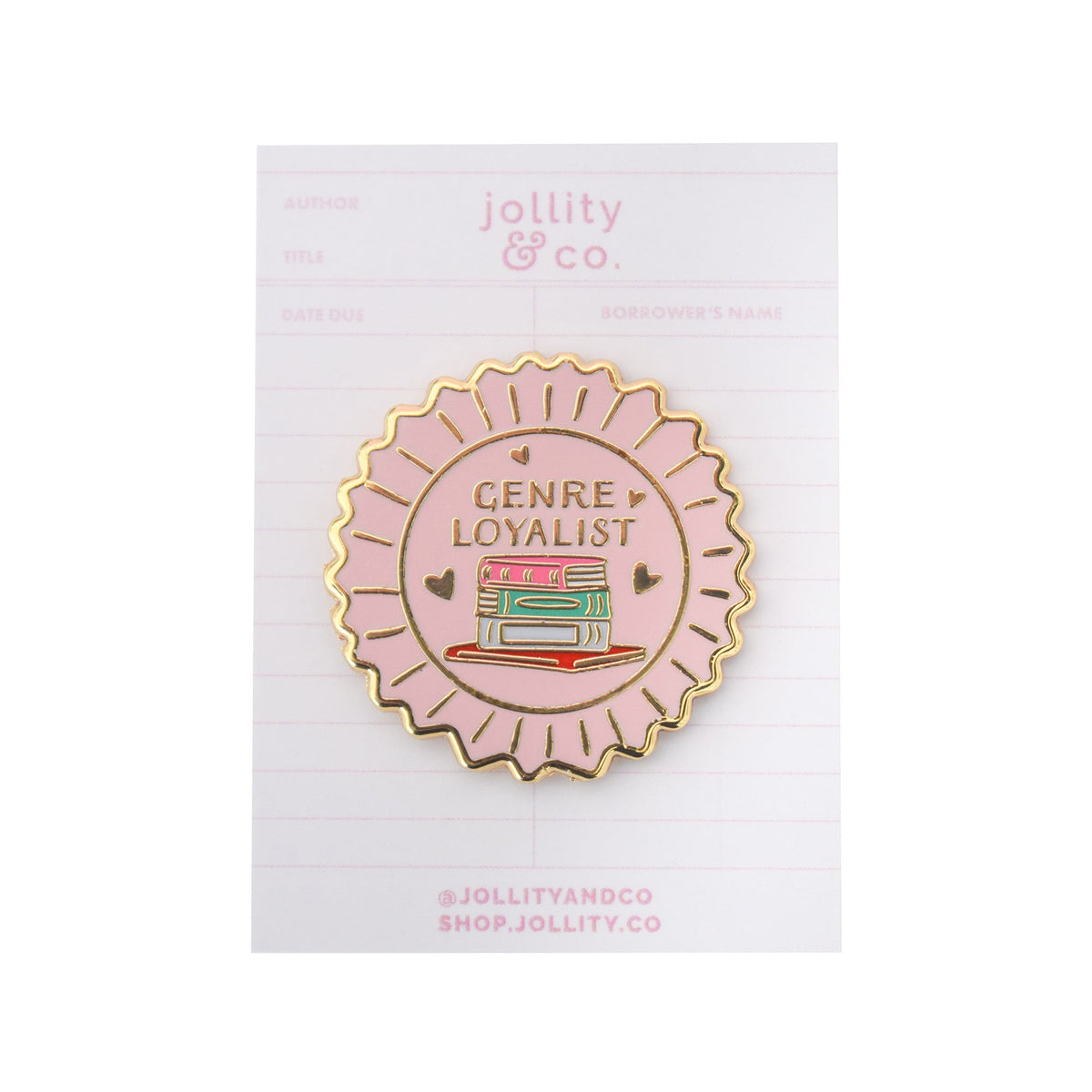 Genre Loyalist Book Themed Enamel Pin, Jollity & Co