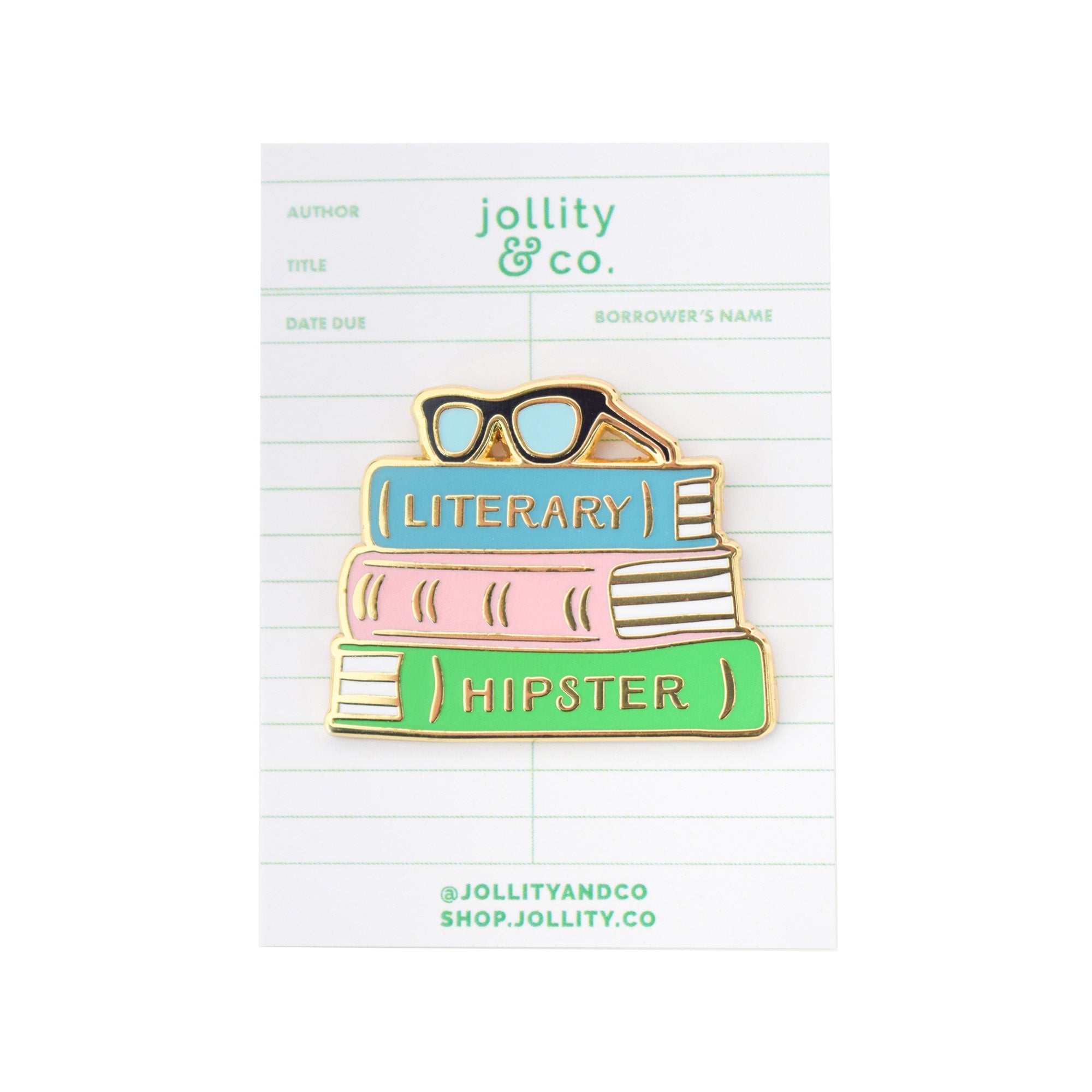 Literary Hipster Enamel Pin, Jollity & Co