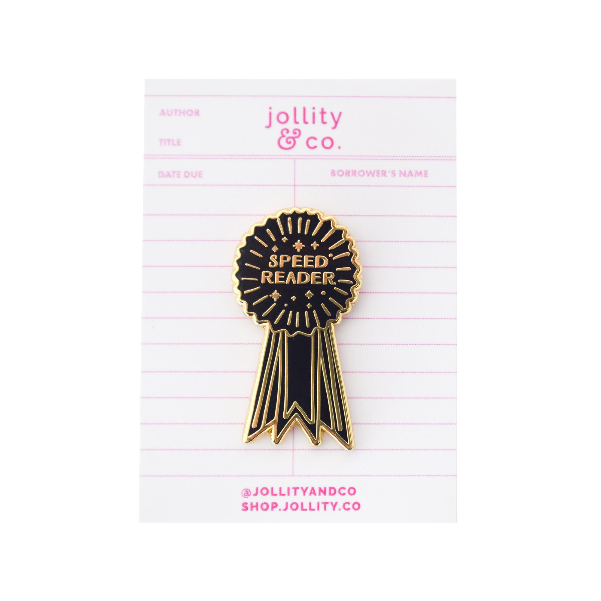 Speed Reader Prize Ribbon Enamel Pin, Jollity & Co