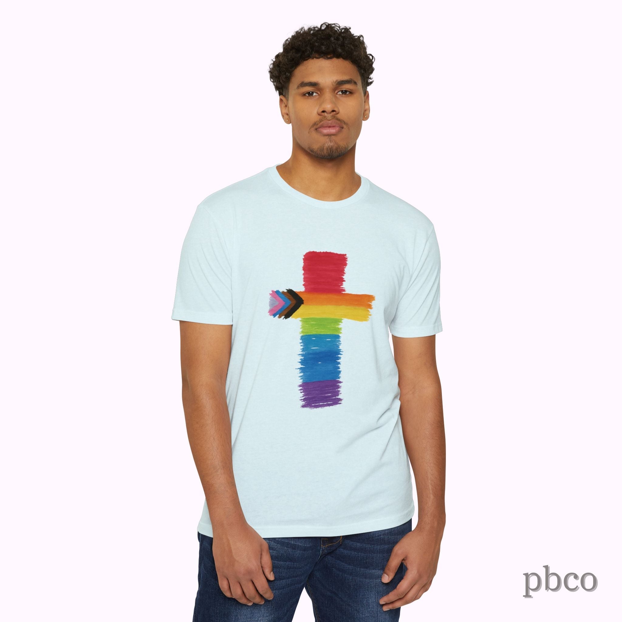 Inclusion Cross T-Shirt | Progress Pride | Affirming Faith
