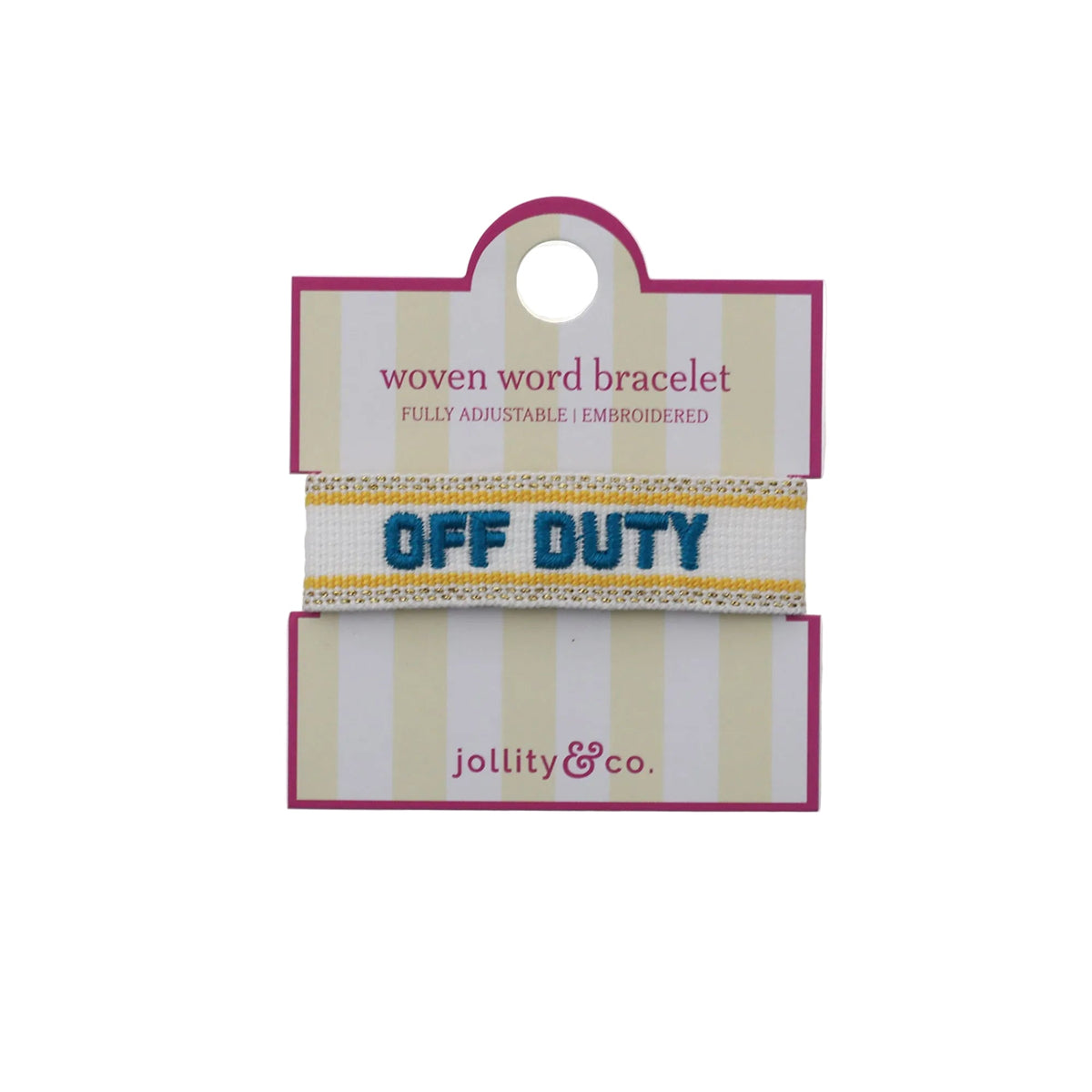 Witty Embroidered Bracelet - Off Duty, Jollity & Co