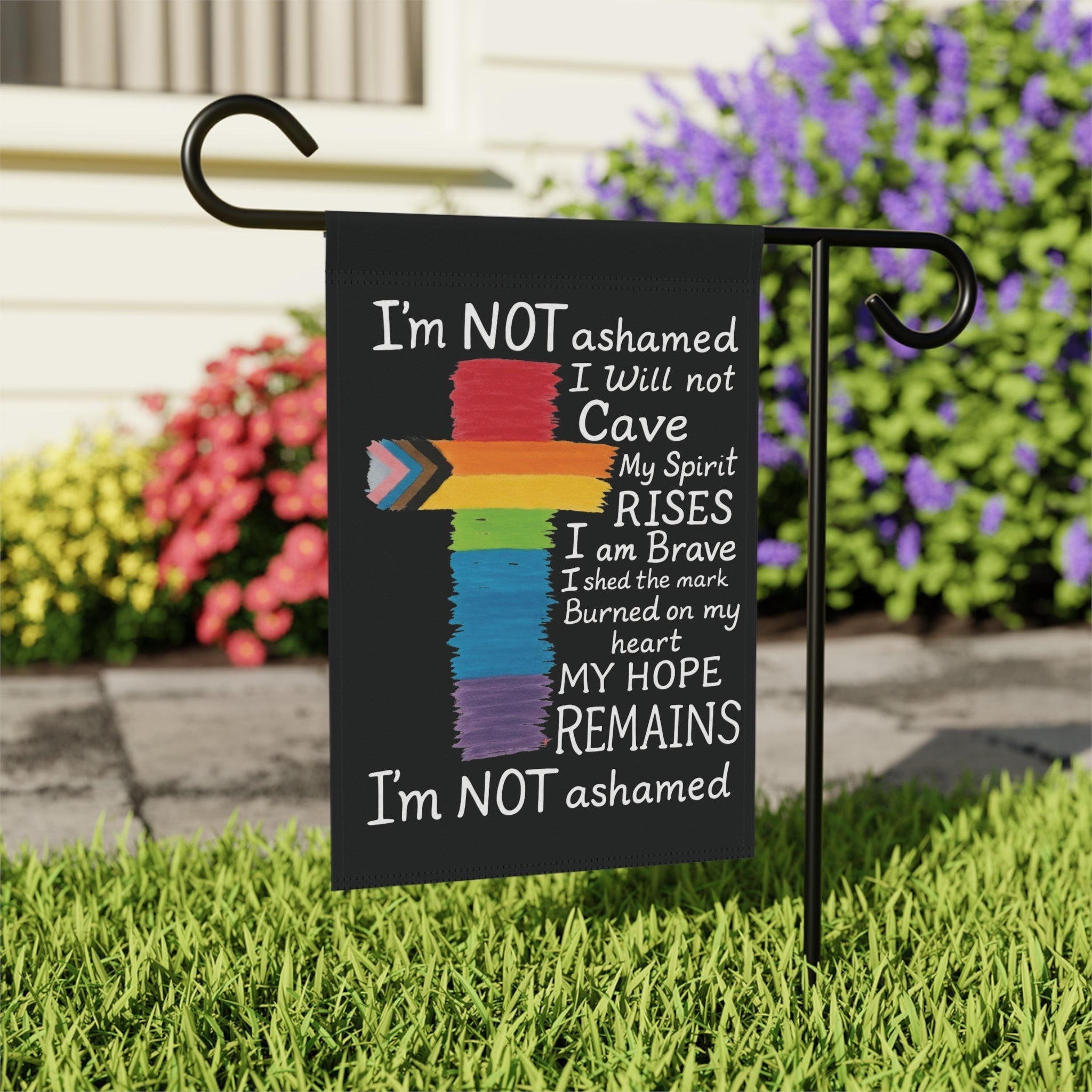 Inclusion Cross Garden Flag | Progress Pride | Not Ashamed