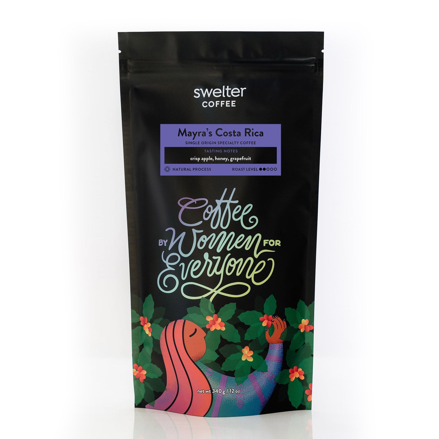 A bag of single origin Costa Rica coffee from the coffee producer Mayra Solis