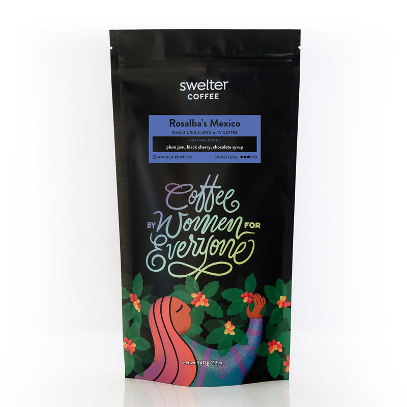 A bag of single origin Mexico coffee from the Bella Vista Women&