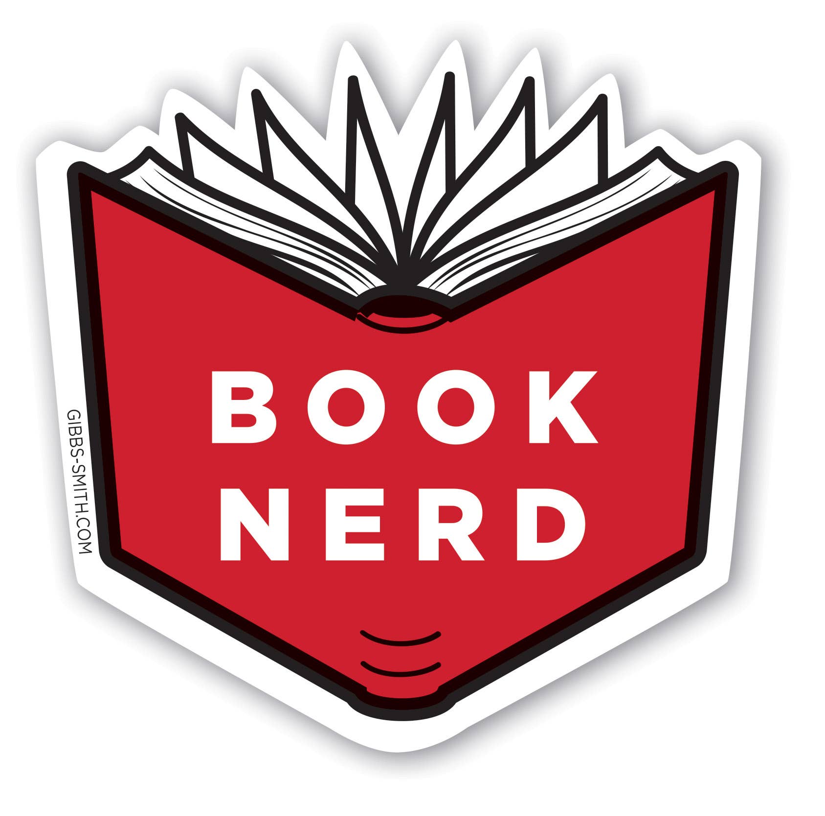 Sticker with an open book design and &