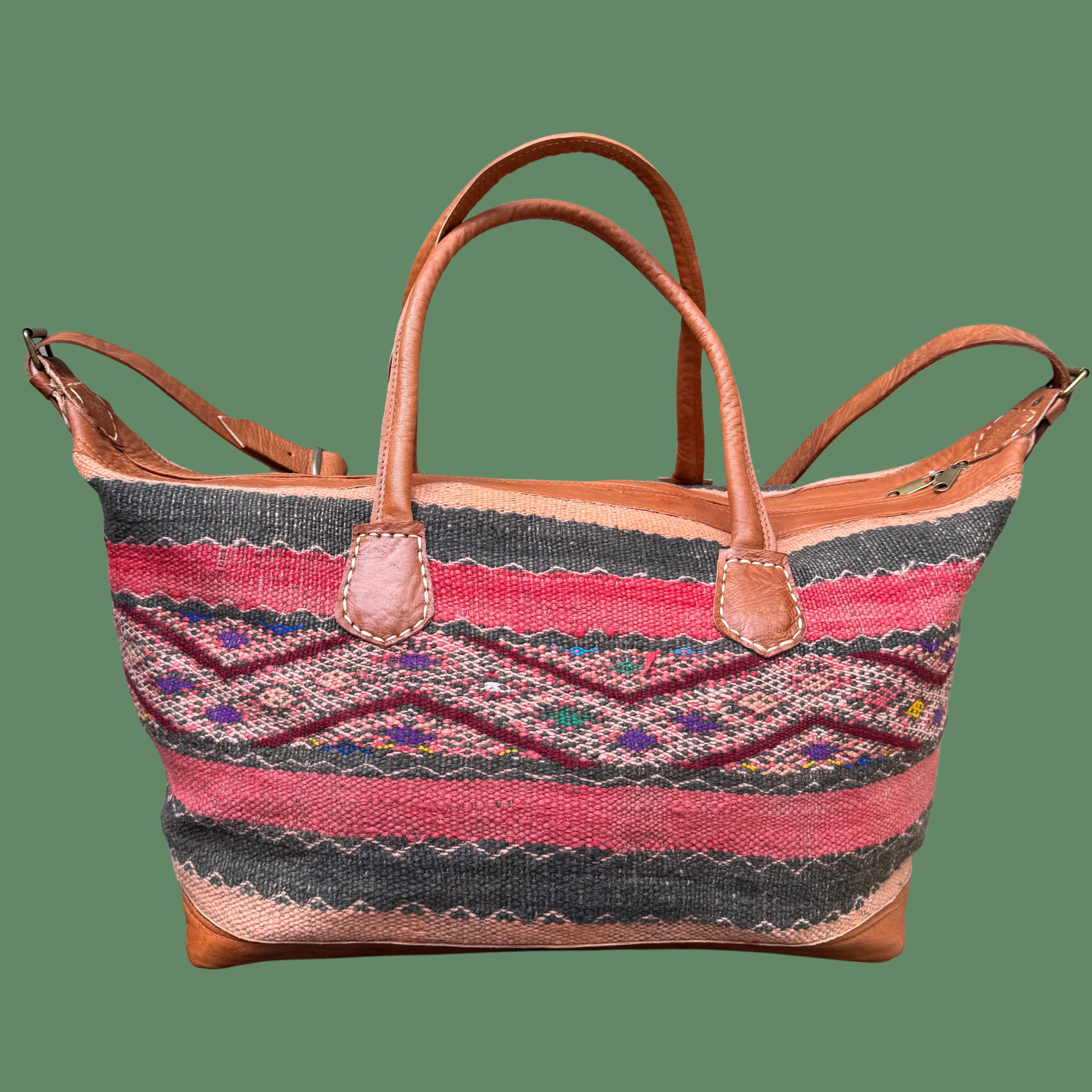 Kilim & Leather Weekender Bag