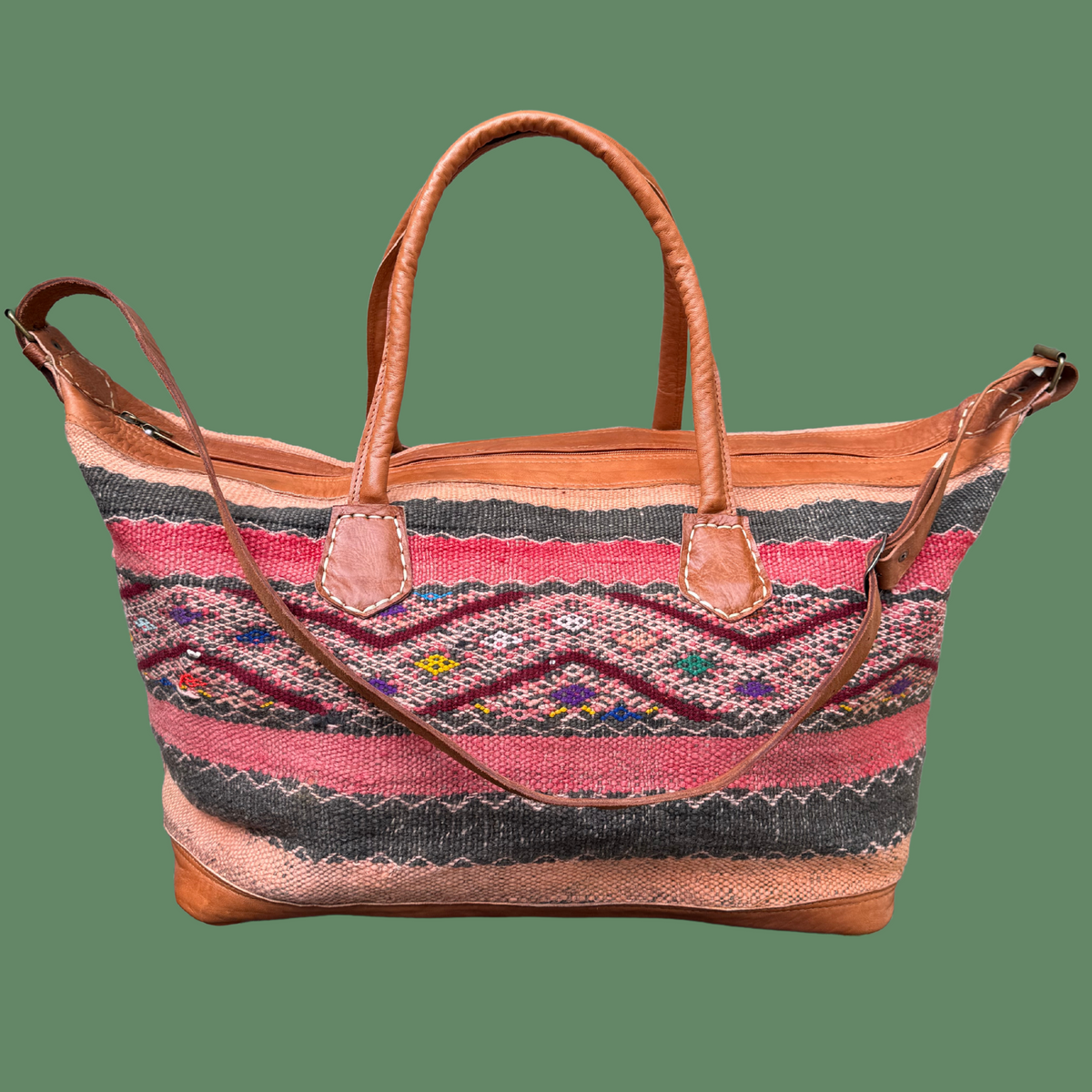 Kilim & Leather Weekender Bag