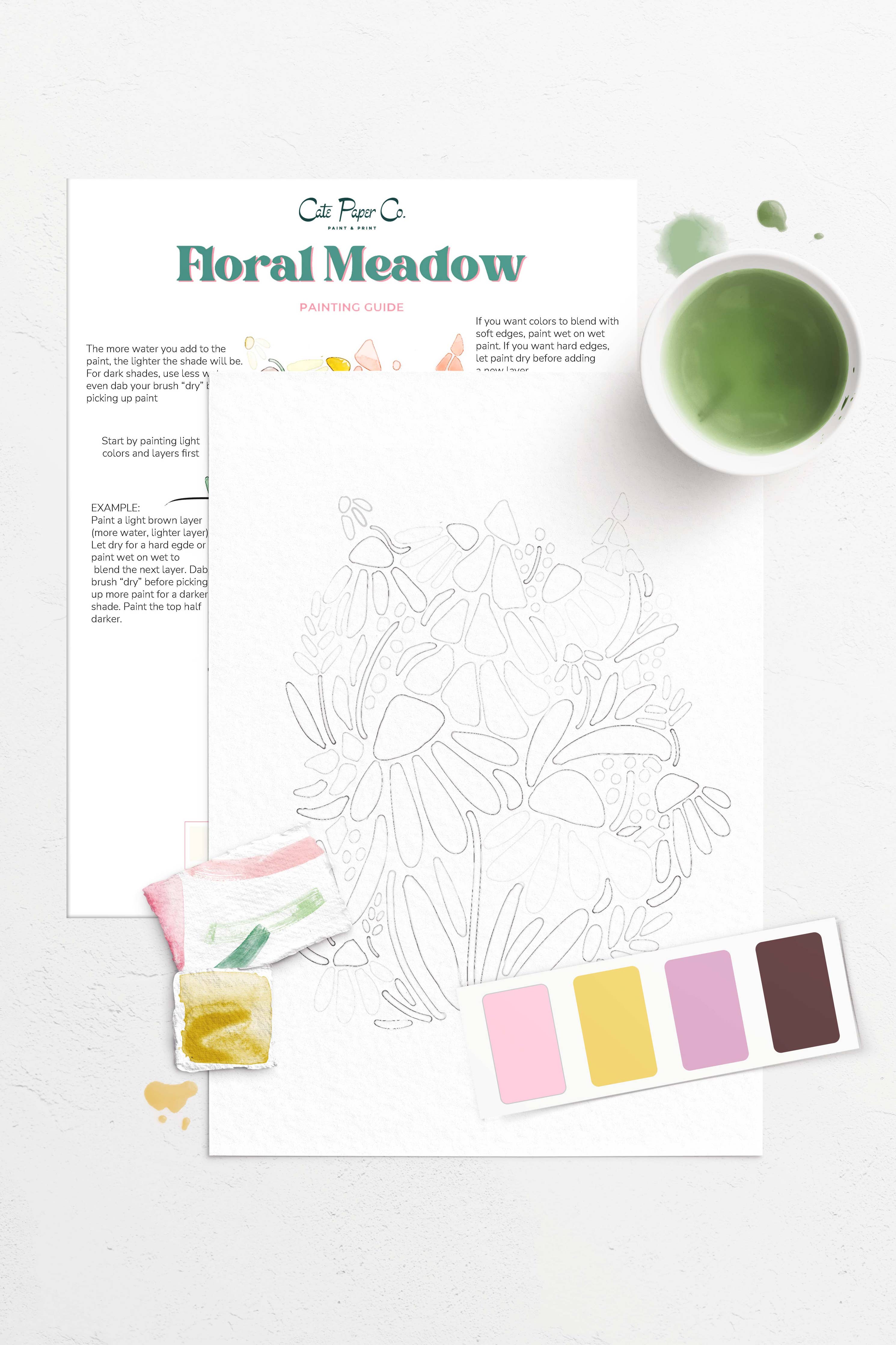 Floral Meadows watercolor painting kit