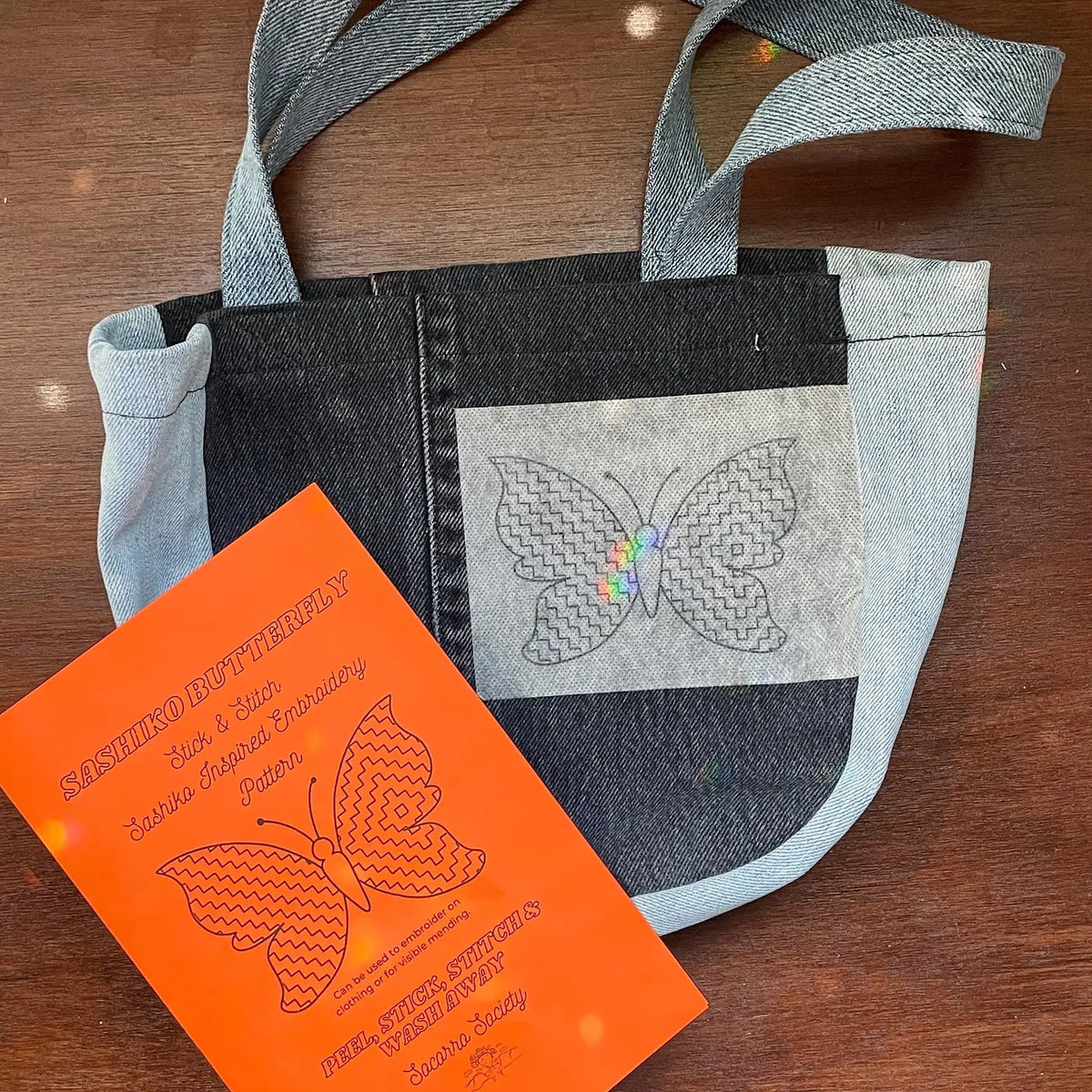 Sashiko Butterfly - Visible Mending Stick and Stitch Pattern