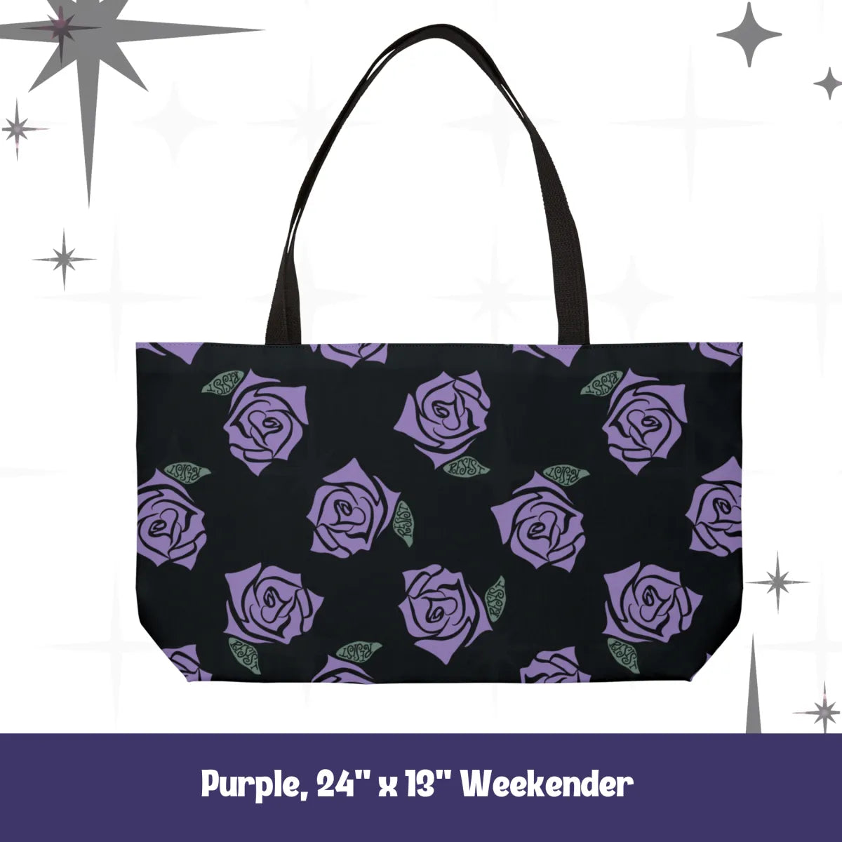 Resist Rose Pattern Tote Bag – Black Floral Statement Carryall, Blue Pink Purple Options
