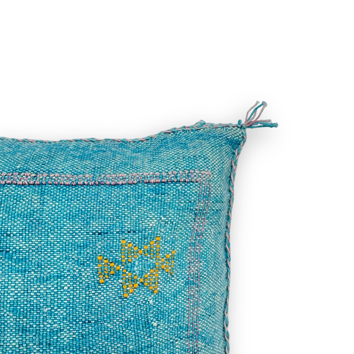 Turquoise Sabra Cactus Silk Kilim Pillow Cover | Handwoven Moroccan Home Decor