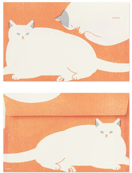Midori Kimagure Letter Pad, Envelopes - Cats