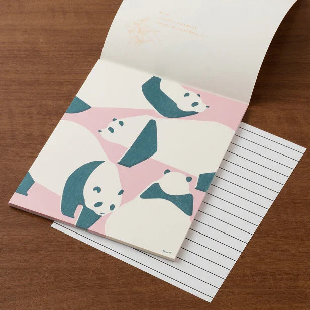 Midori Kimagure Letter Pad, Envelopes - Pandas
