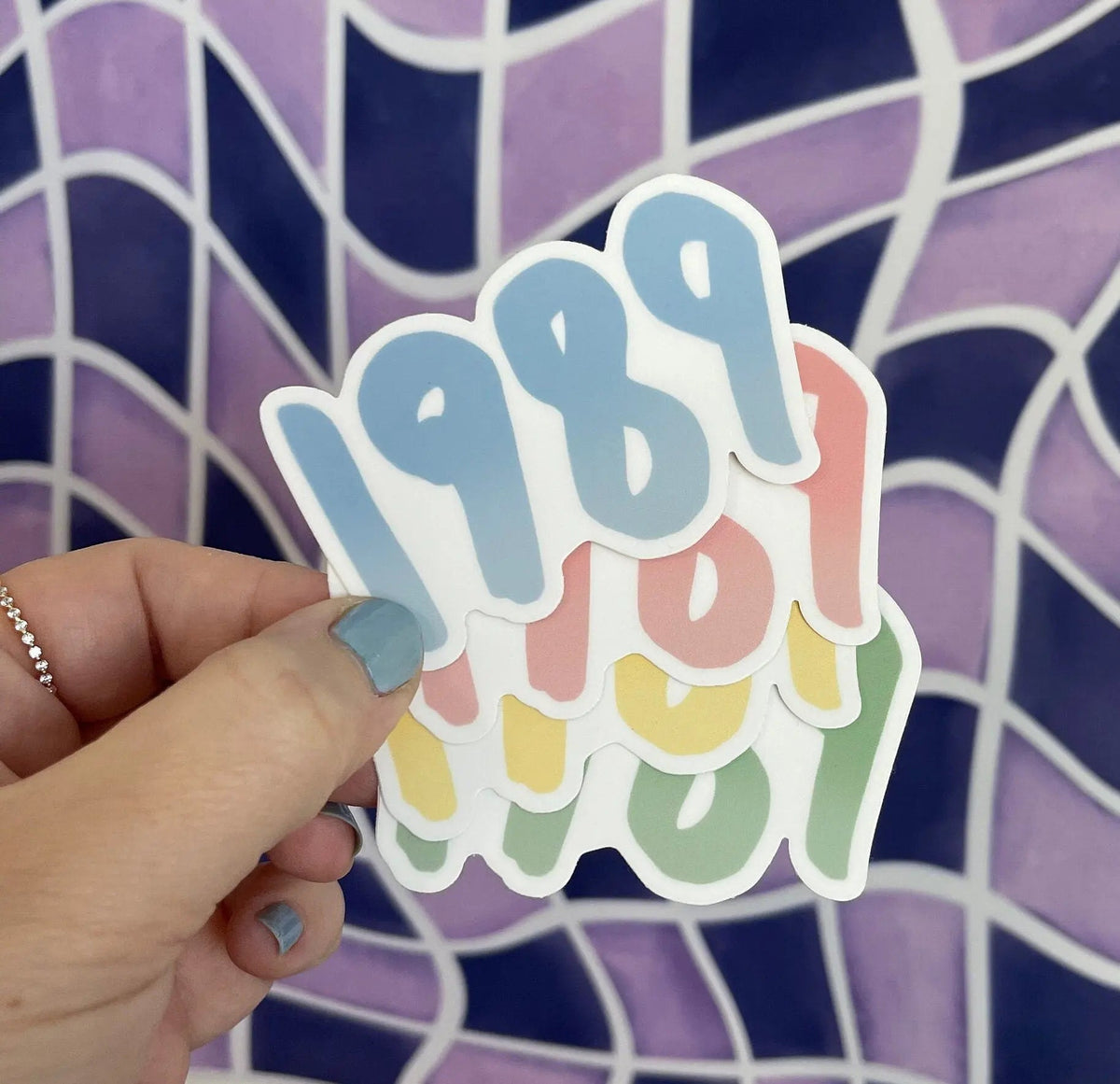 1989 sticker - blue — waterproof vinyl year decal for laptops by indie artist MangoIllustrated