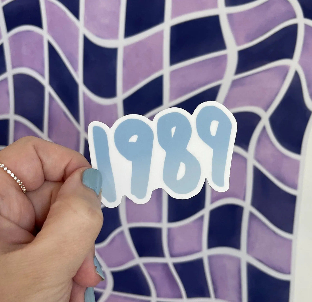 1989 sticker - blue — hand drawn year lettering decal for planners by indie artist MangoIllustrated