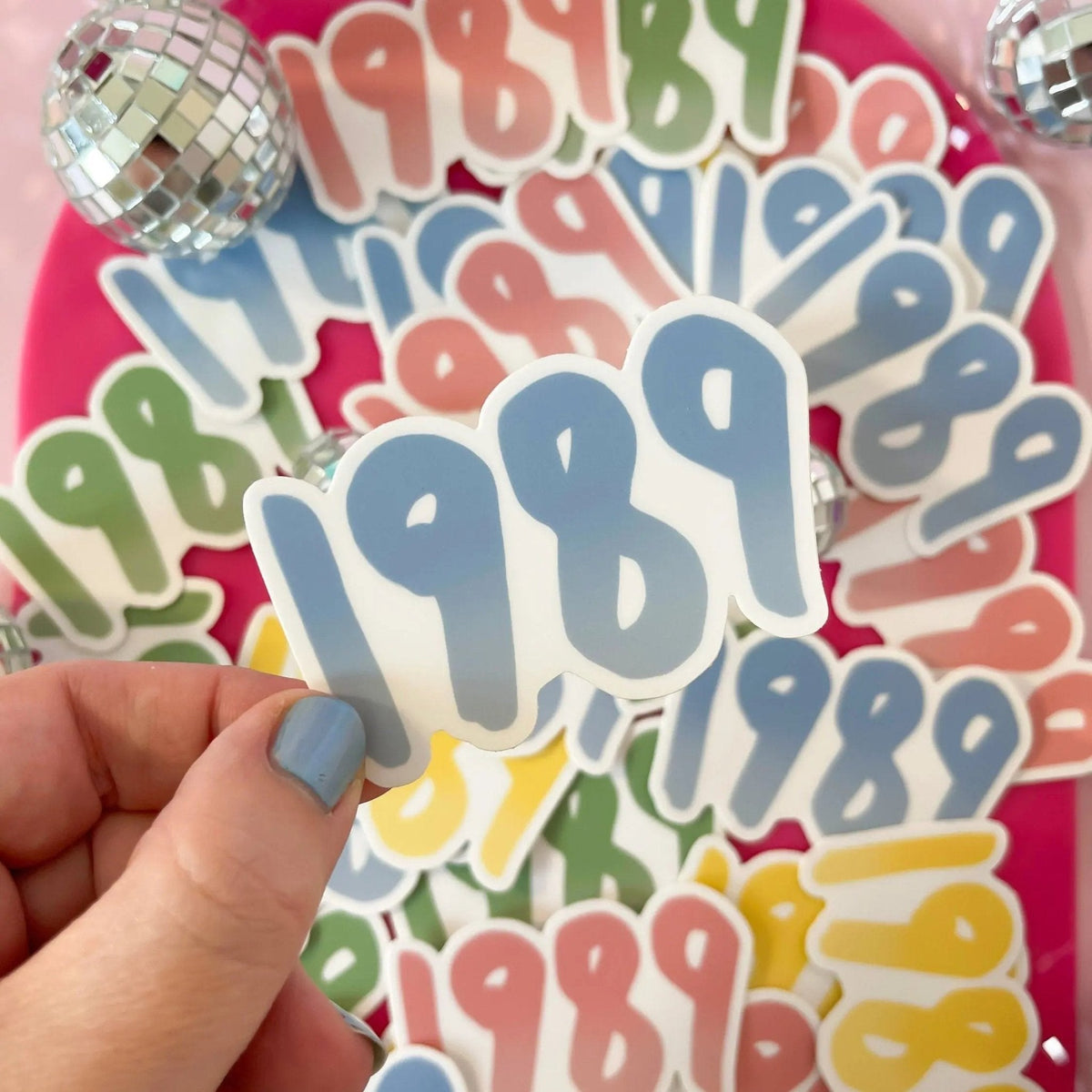 1989 sticker - blue — blue ombre hand lettered sticker for journals by indie artist MangoIllustrated