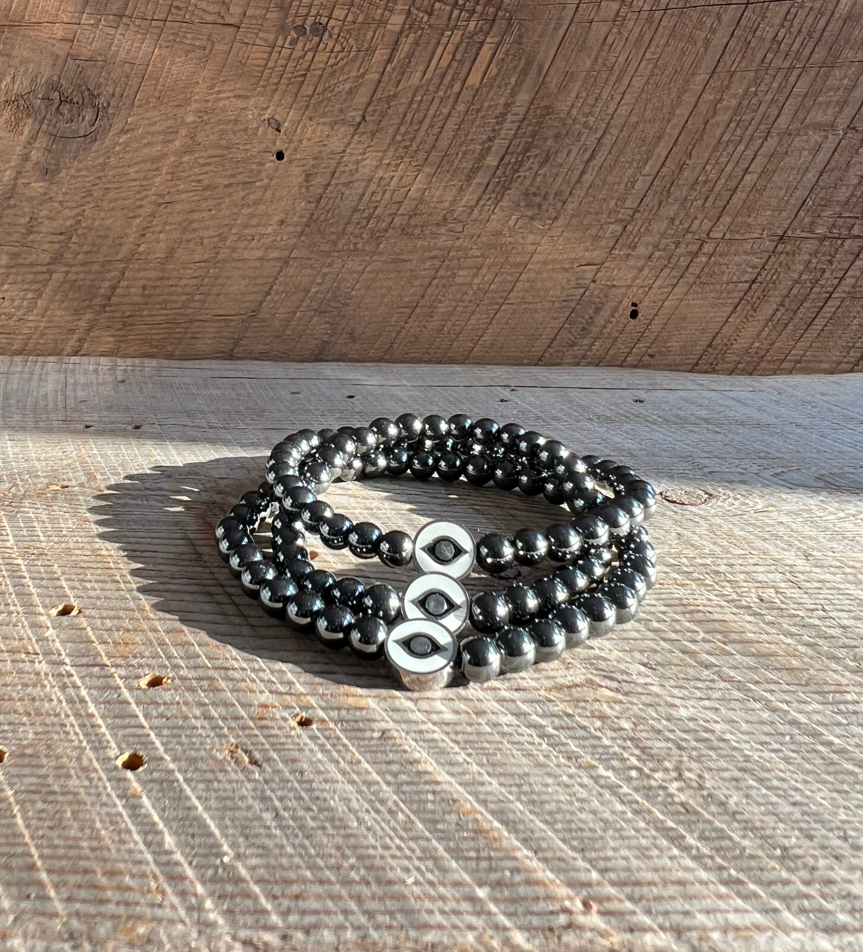 SariBlue® Protect Your Energy Evil Eye Hematite Bracelet