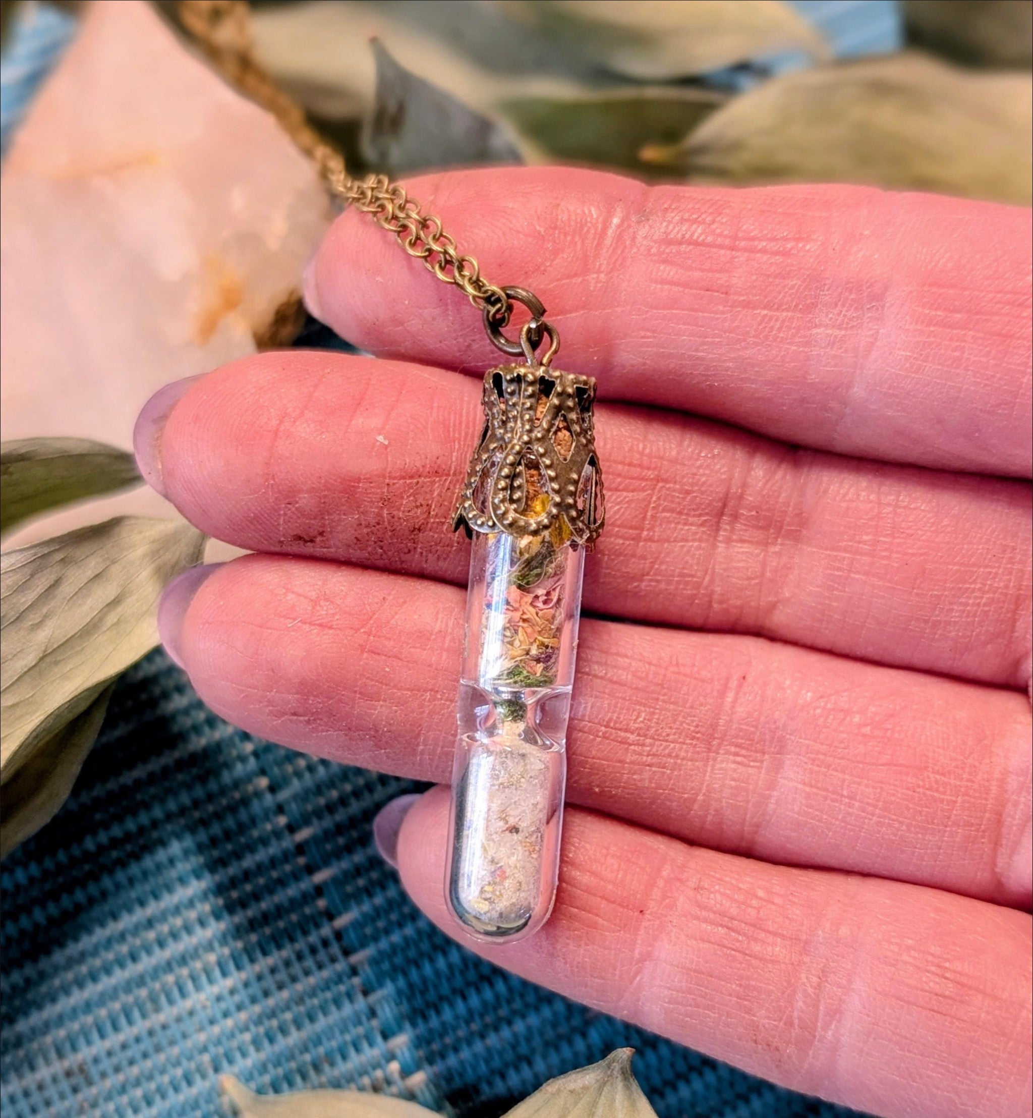 Unique Handcrafted Large Medicine Woman Floral Necklace with Quartz and Colorado Wildflowers (Copy)
