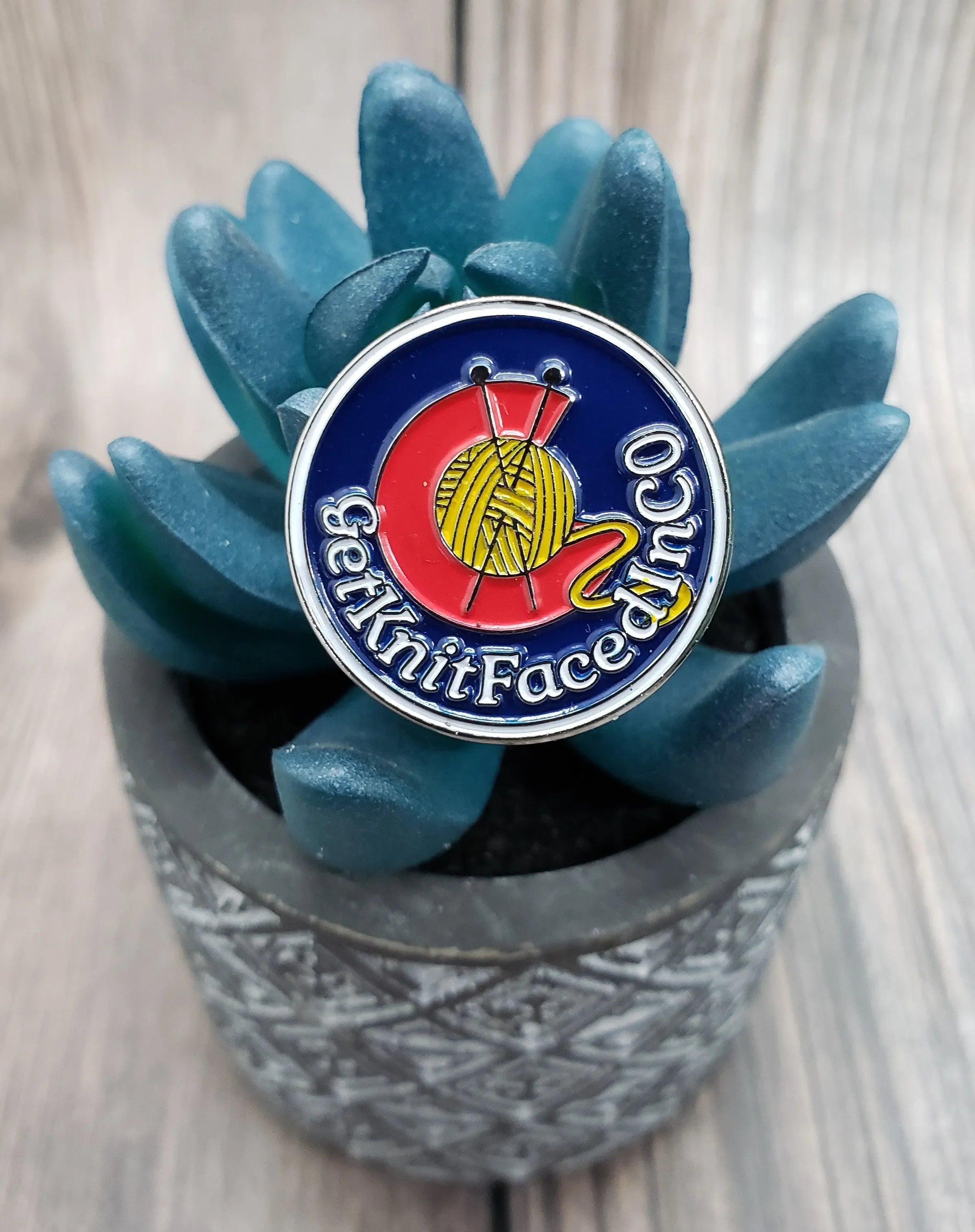 Get Knitfaced In CO Enamel Pin