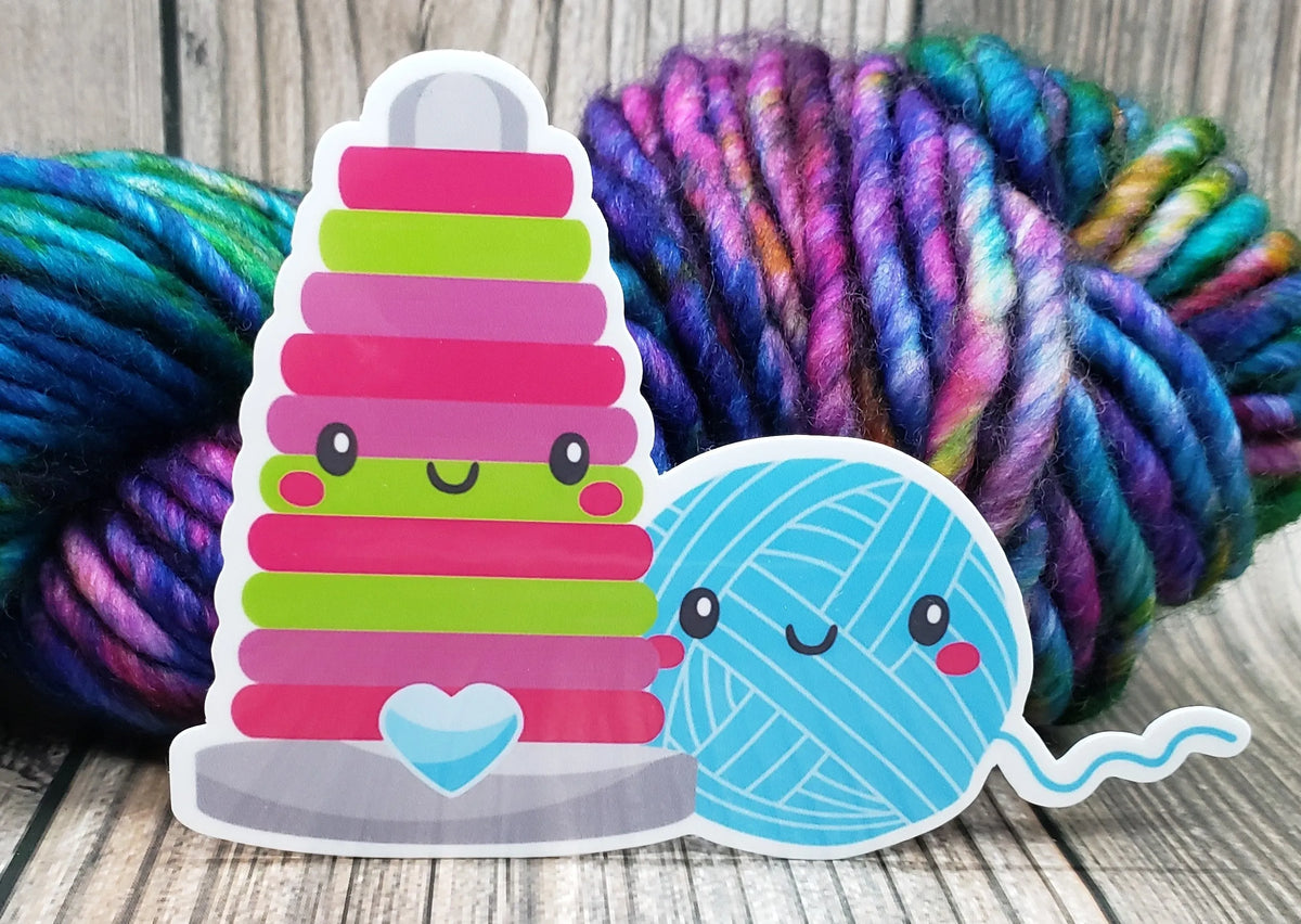 Cute Yarn Cone and Ball Vinyl Sticker
