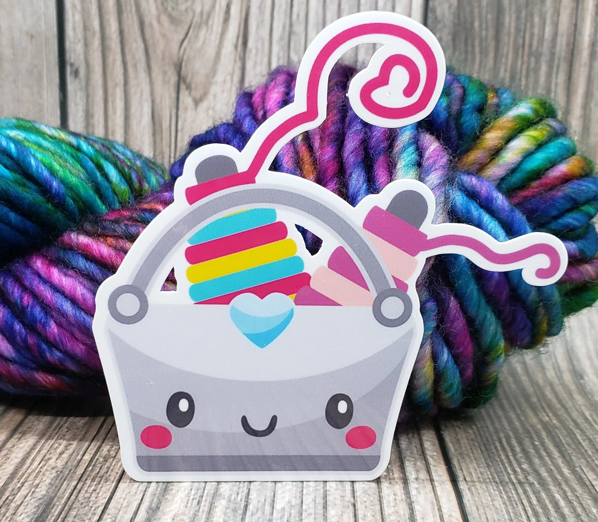 Cute Yarn Basket Vinyl Sticker