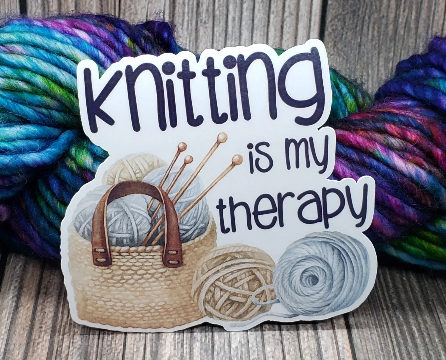 Knitting Is My Therapy Vinyl Sticker
