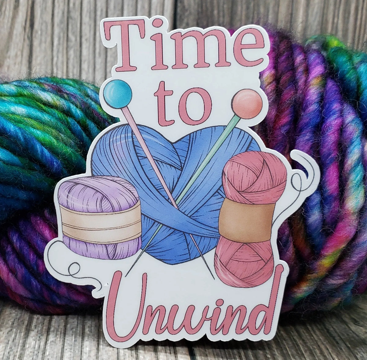 Time To Unwind (Knitting) Vinyl Sticker