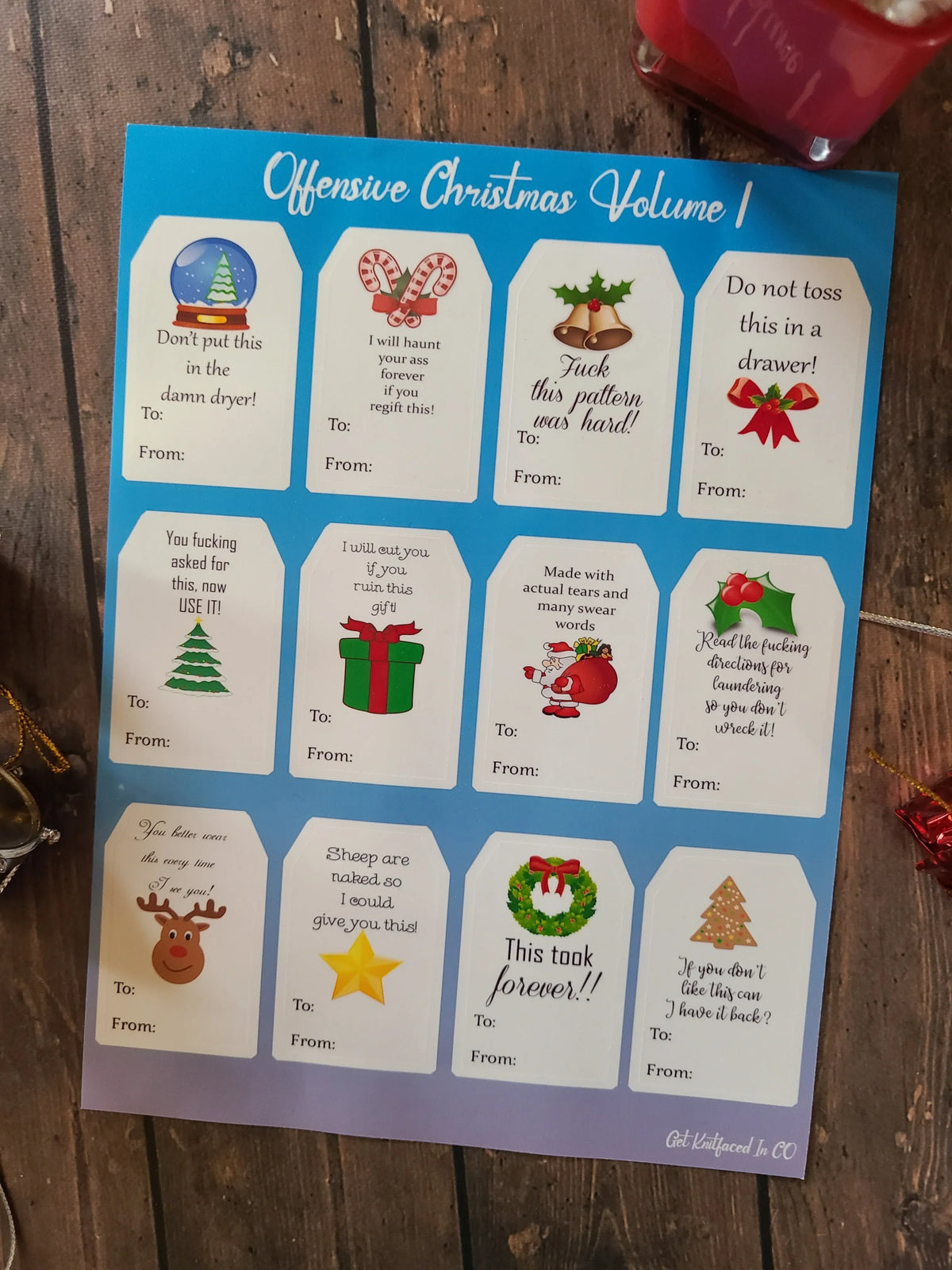 Offensive Christmas Volume 1 Gift Tag Vinyl Sticker