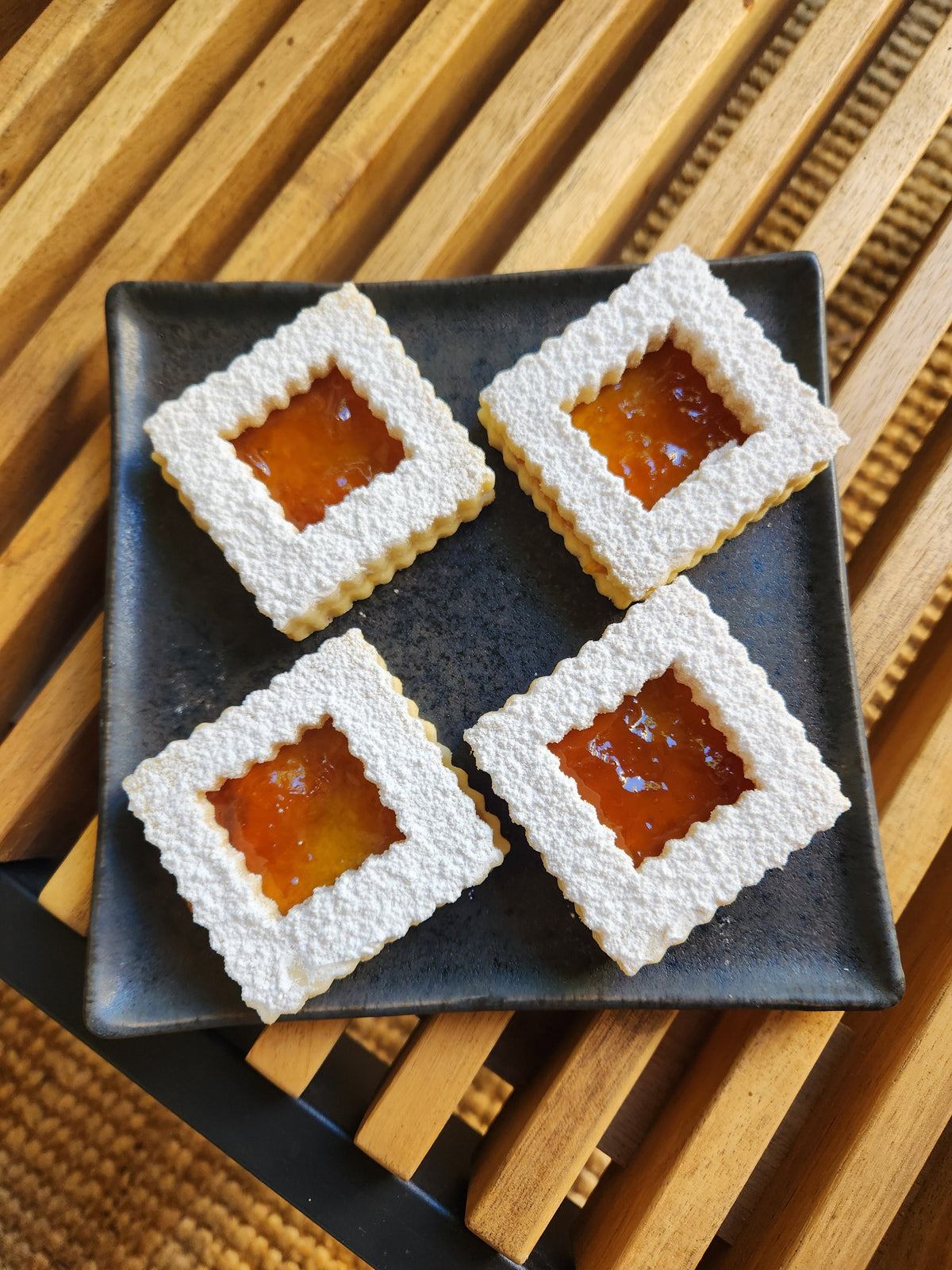 Rose petal and apricot jam linzer cookies