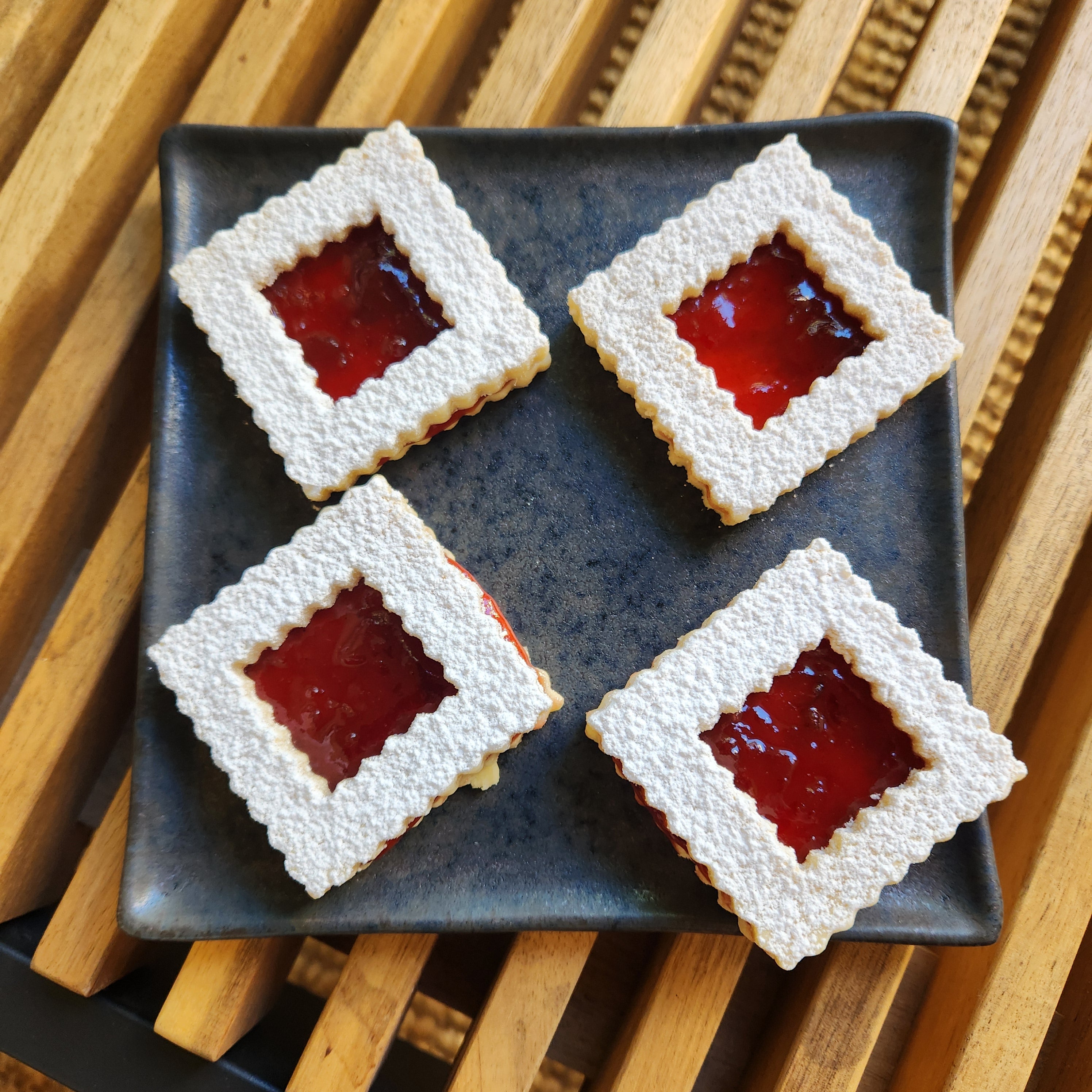 Rose petal and apricot jam linzer cookies