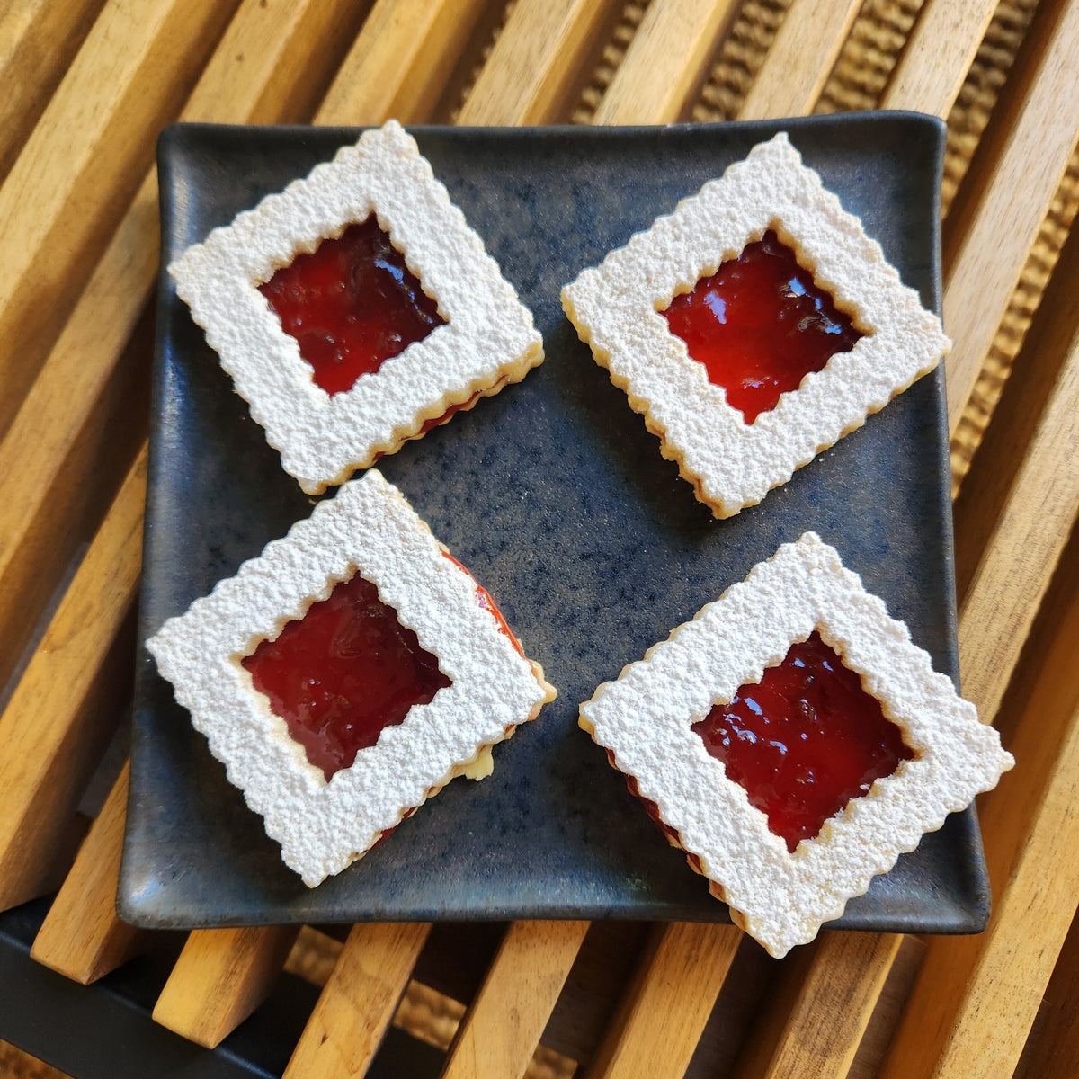 Rose petal and apricot jam linzer cookies