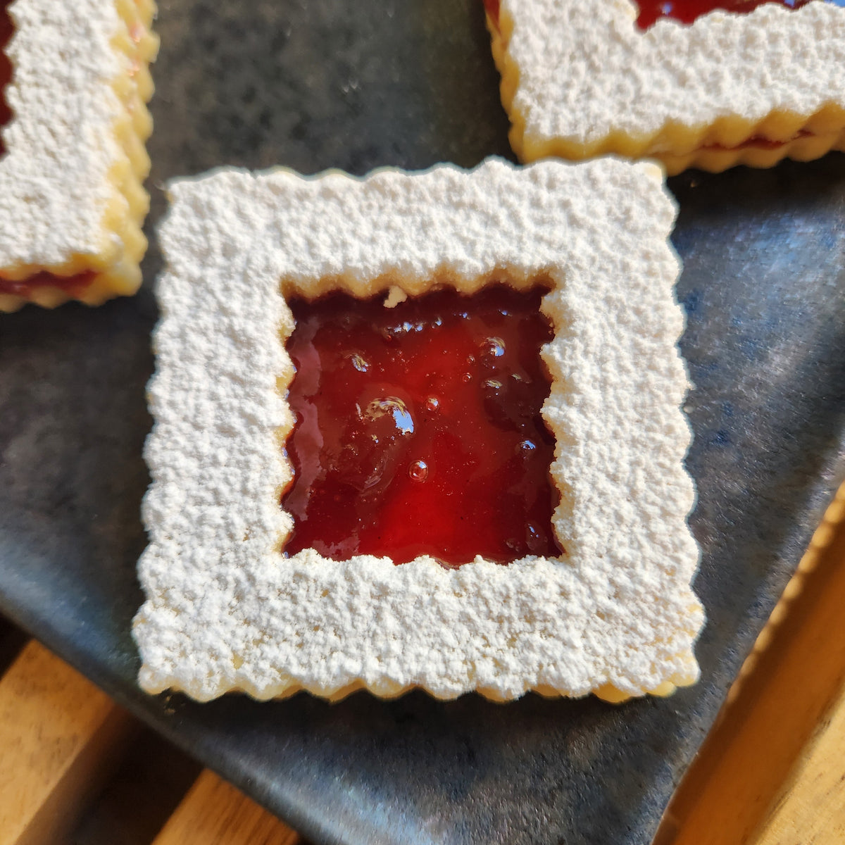 Rose petal and apricot jam linzer cookies