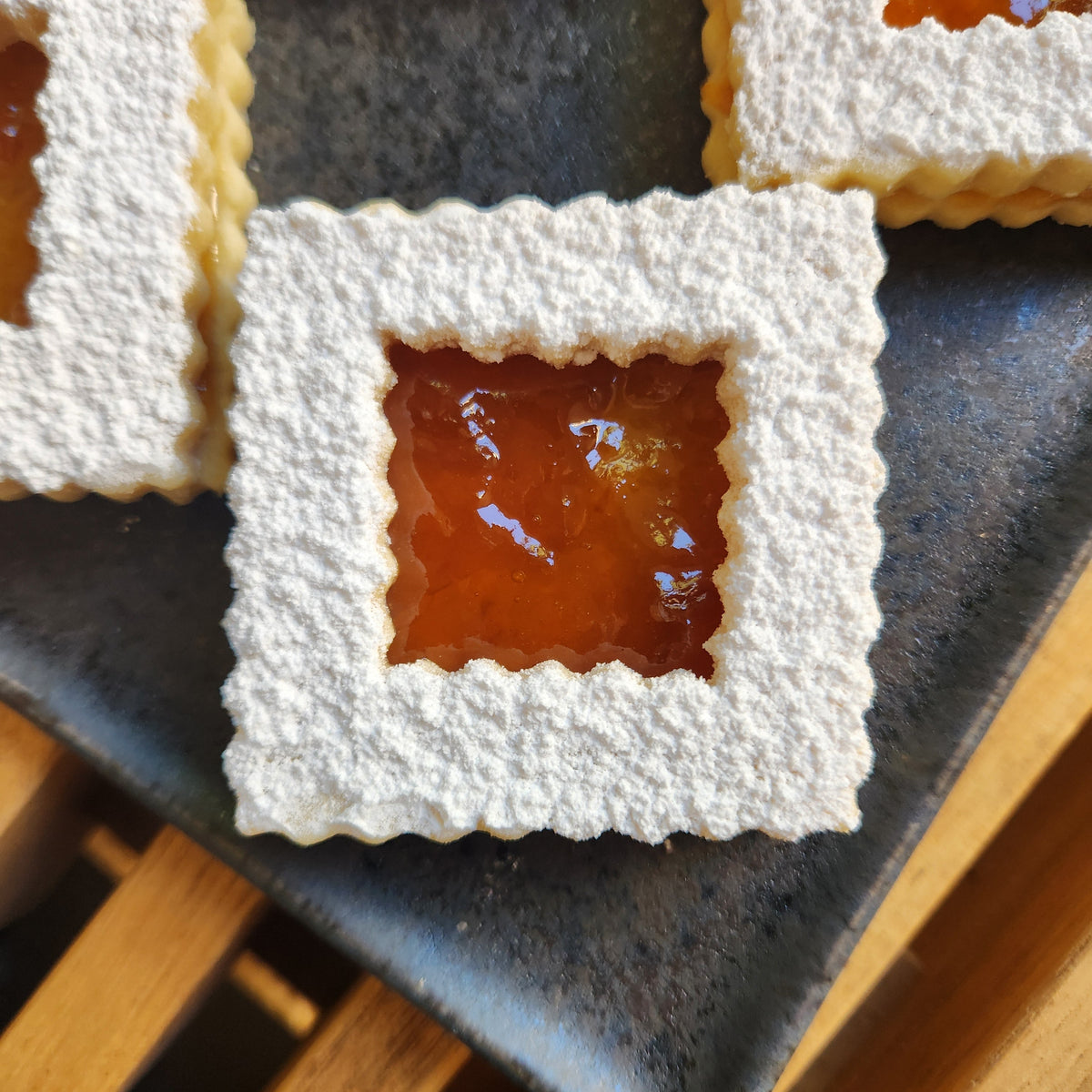 Rose petal and apricot jam linzer cookies