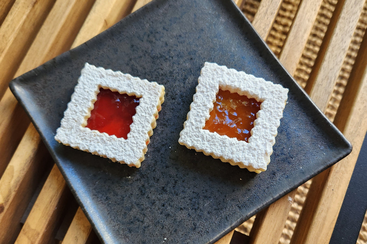 Rose petal and apricot jam linzer cookies
