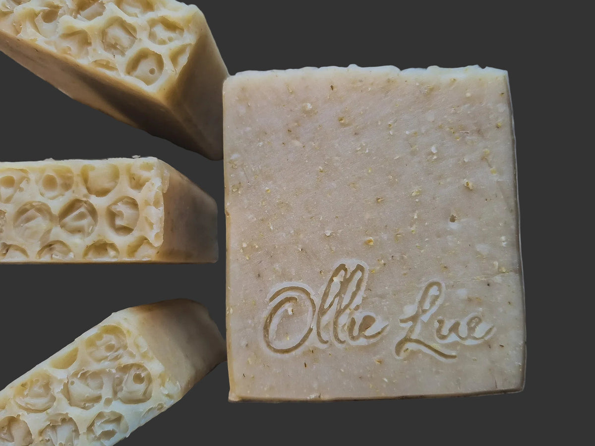 Bar of oat soap with &