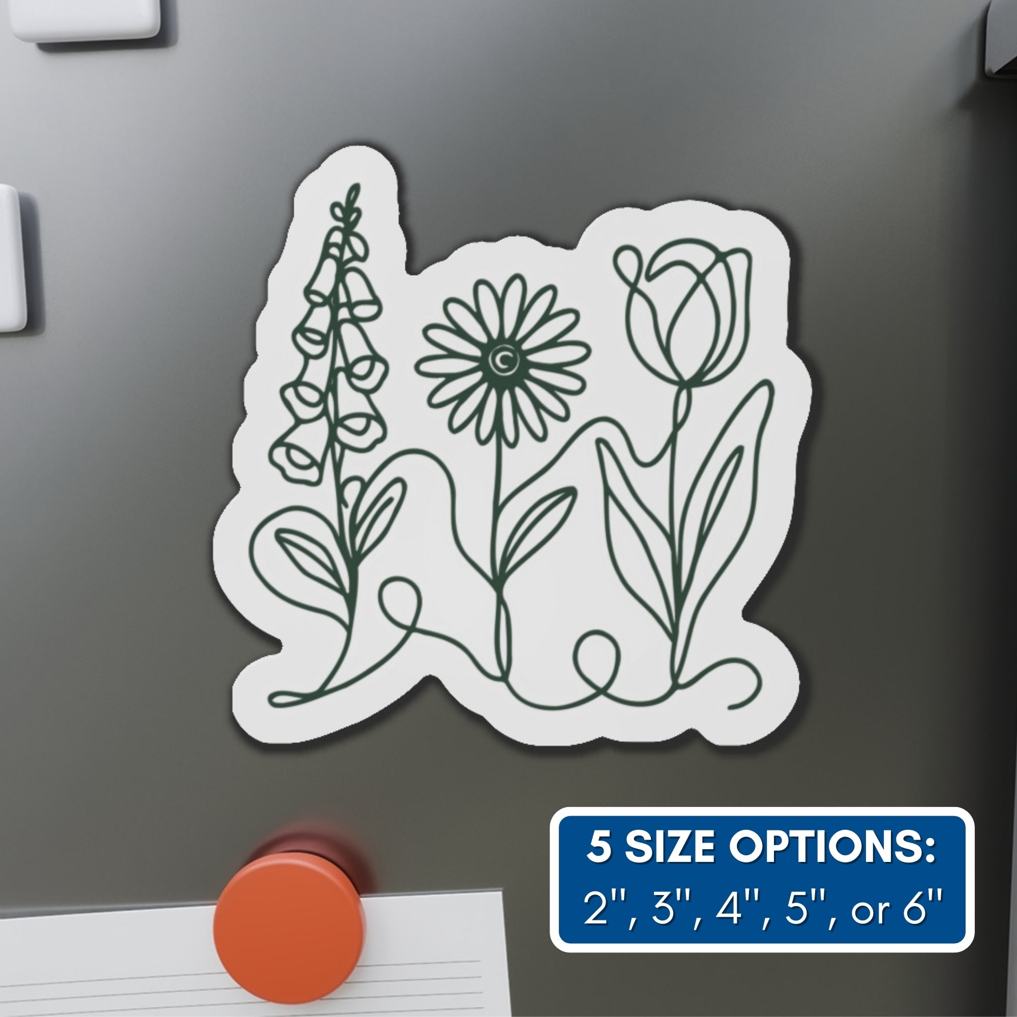 Foxglove Daisy Tulip Car Magnet - Sage Green | Subtle FDT Political Activism Car Decor