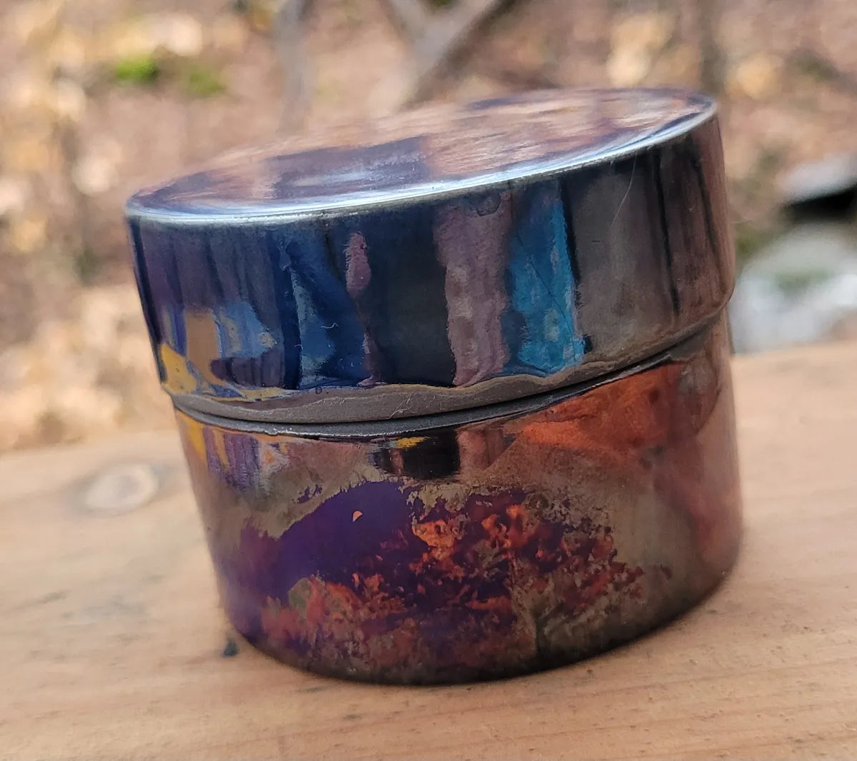 Ceramic Blue Raku Small Lidded Box Keepsake Treasure One of a Kind lbmb1