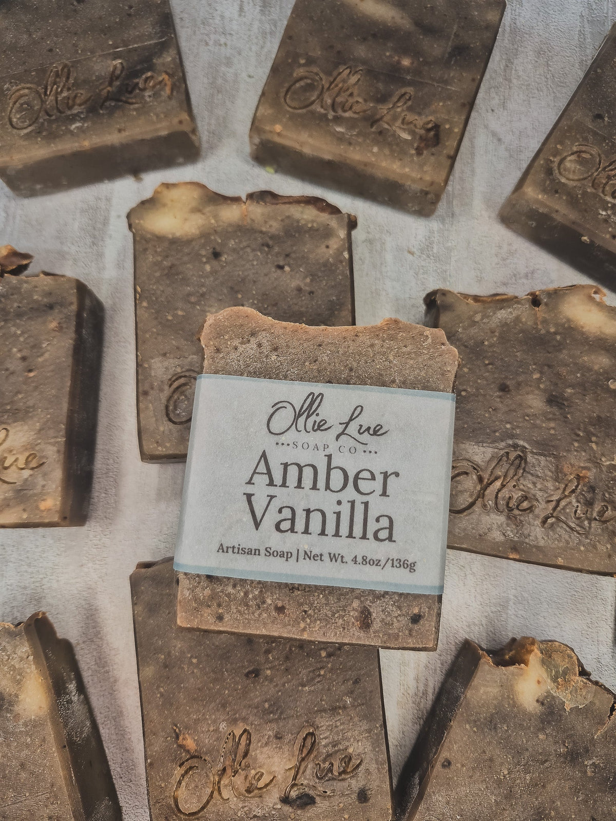 An artisan handmade soap bar labeled &