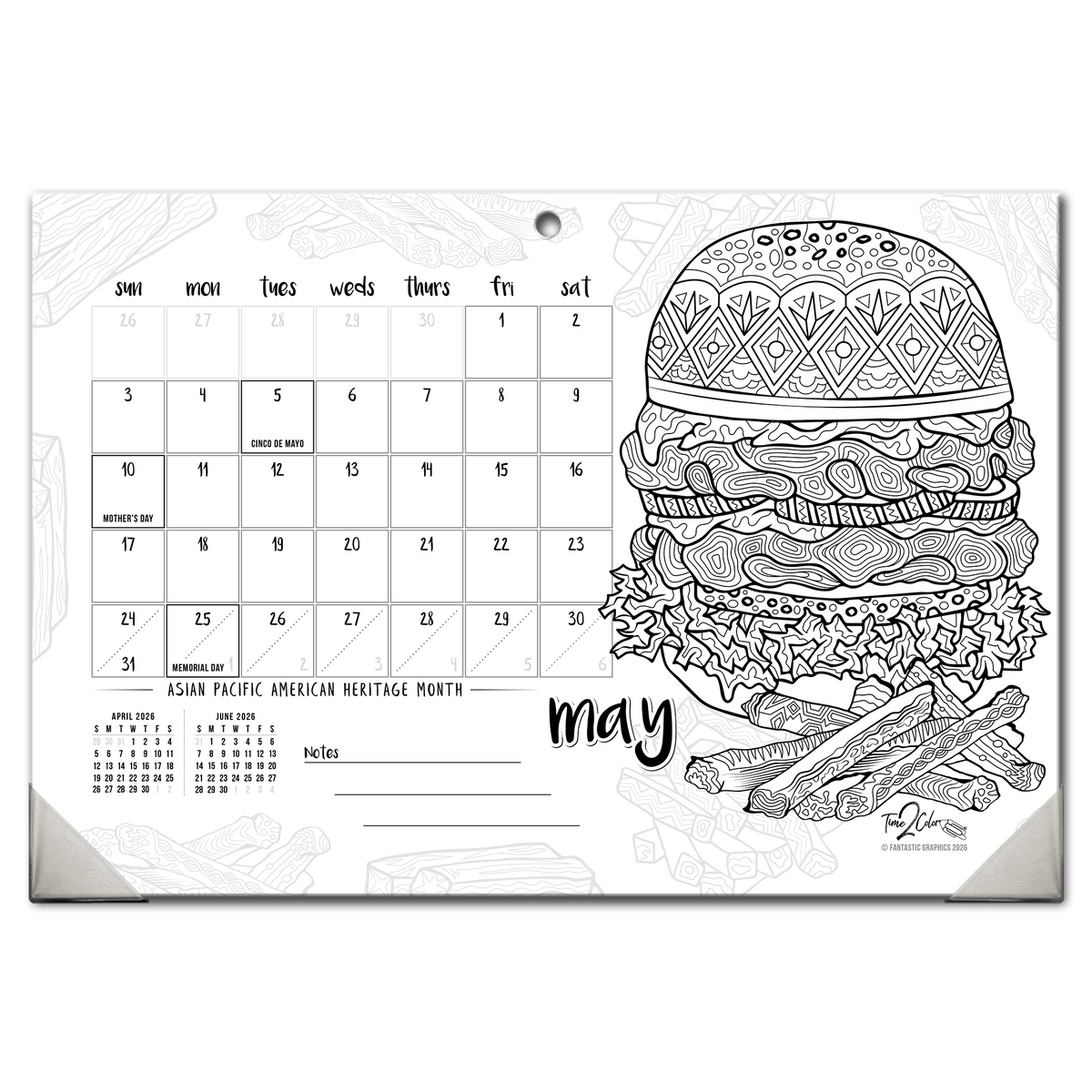 2027 Favorite Foods 19” x 13” Home Edition Desk Blotter/Wall Coloring Calendar
